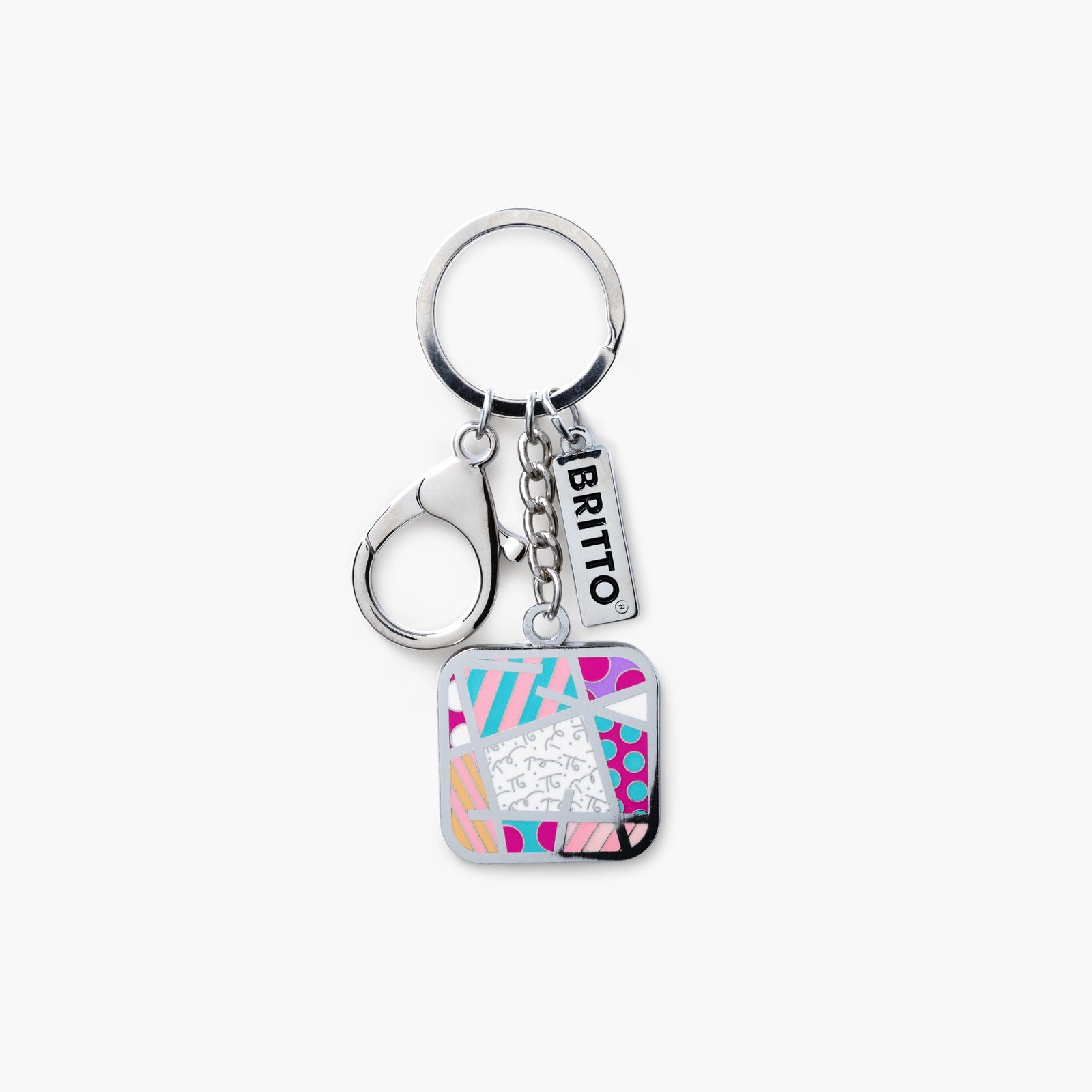 Romero Britto pink landscape britto keychain  colorful pop art design