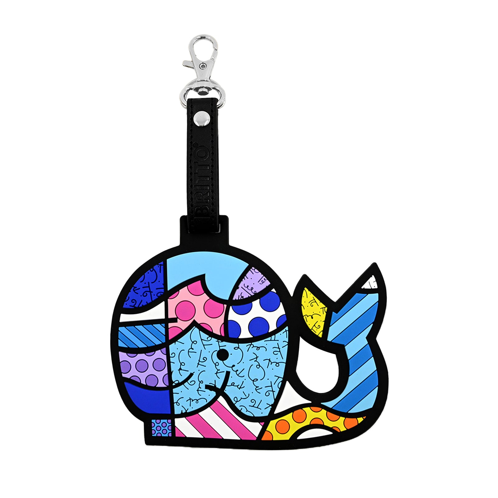 Romero Britto whale britto luggage tag  colorful pop art design