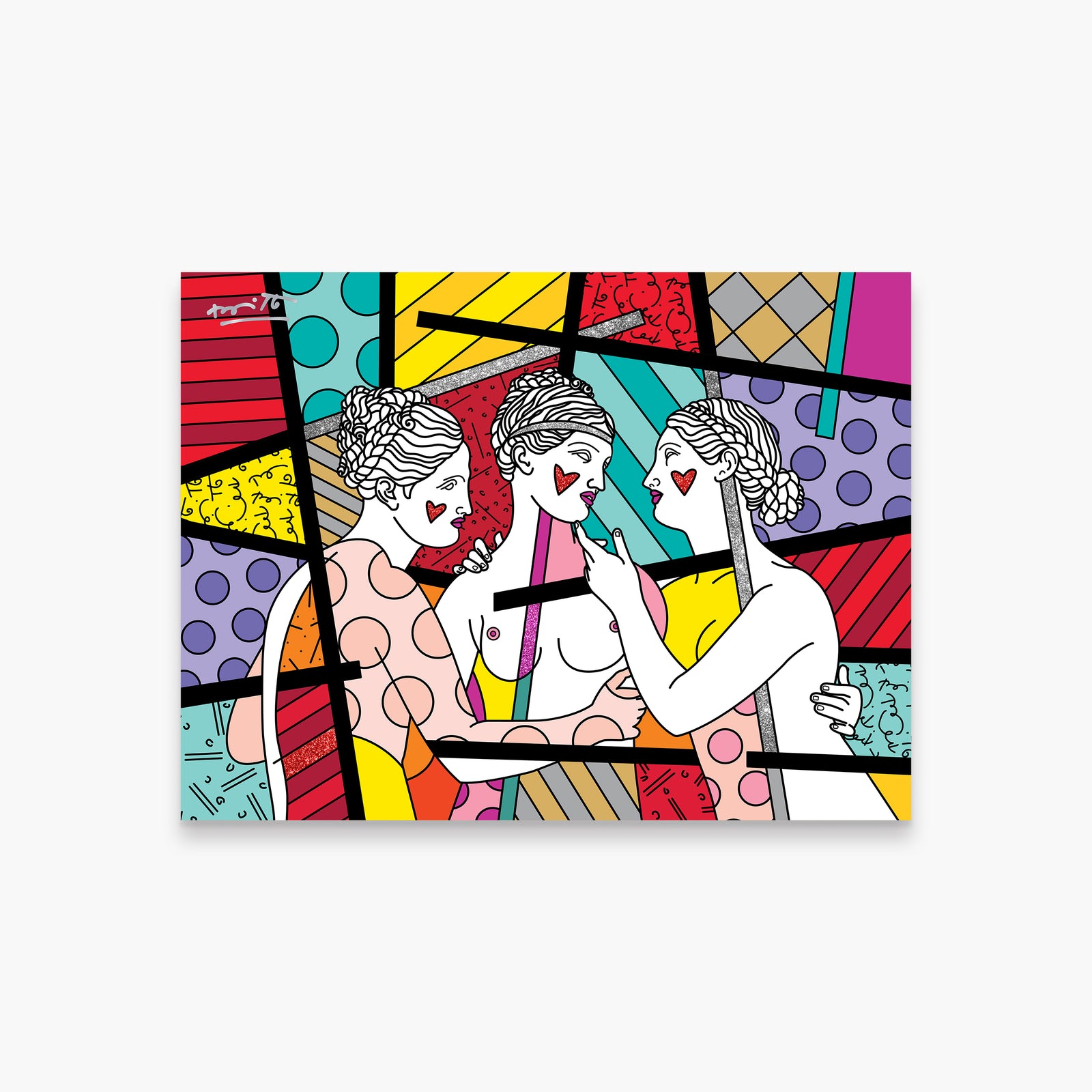 Romero Britto the three graces limited edition  colorful pop art design