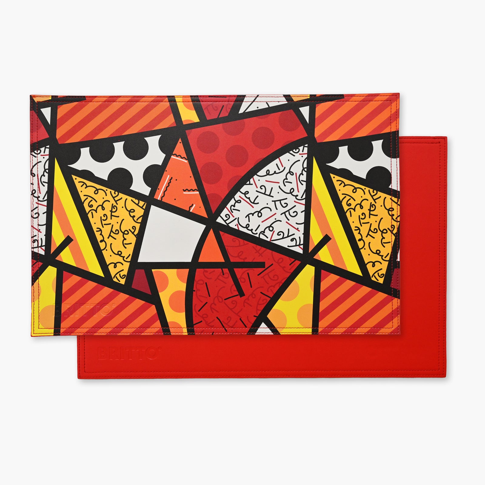 Romero Britto red landscape britto rectangular placemats  colorful pop art design