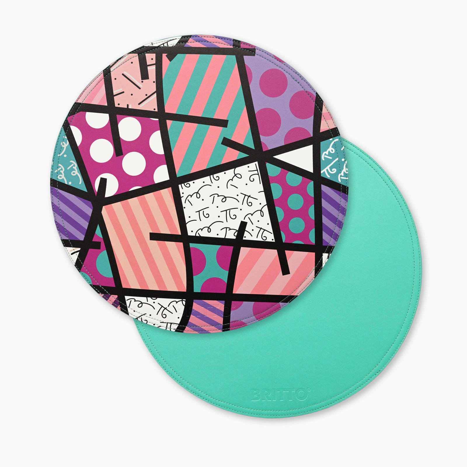 Romero Britto pink landscape britto placemats  colorful pop art design