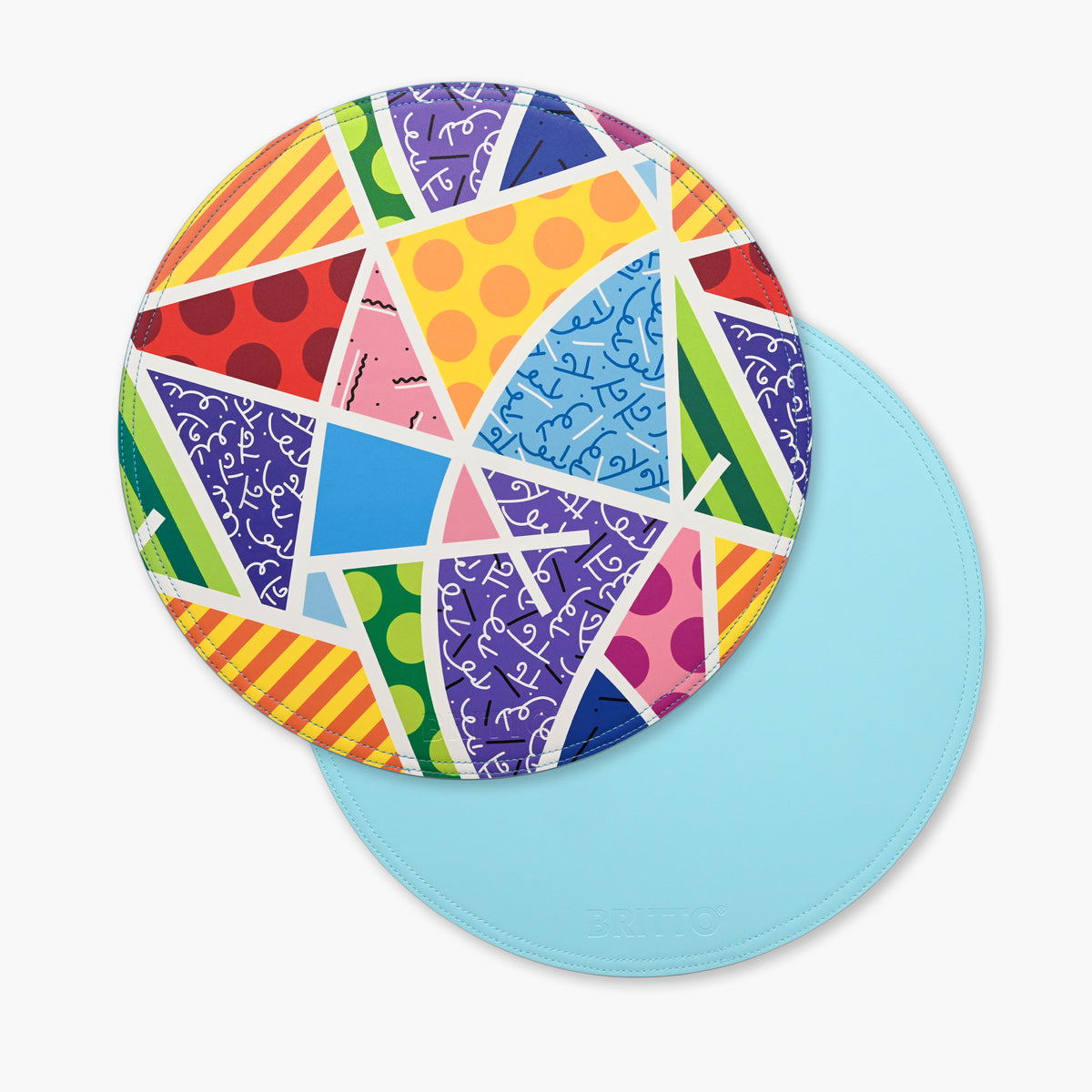 Romero Britto baby blue landscape britto placemats  colorful pop art design