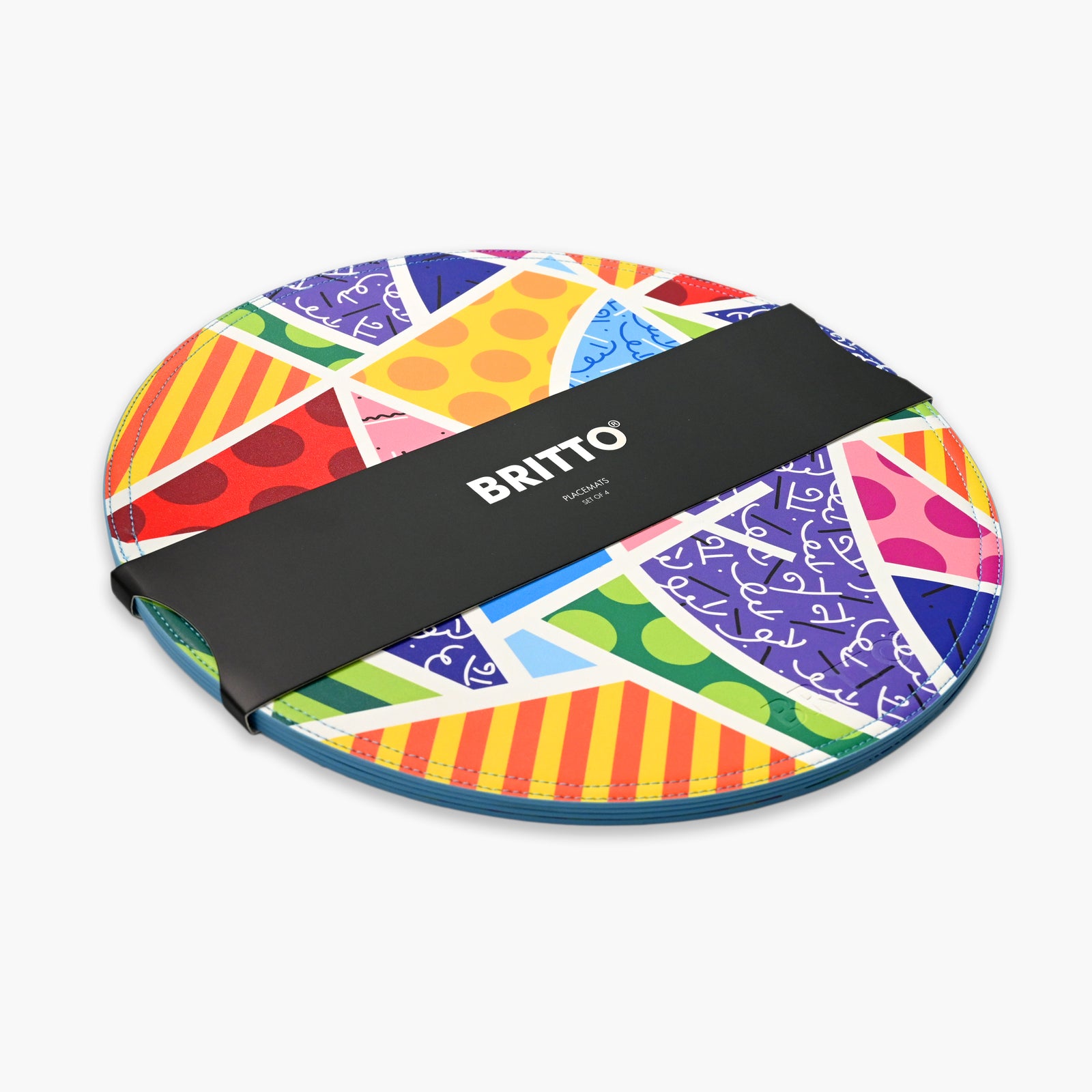 modern pop art baby blue landscape britto placemats  vibrant home decor