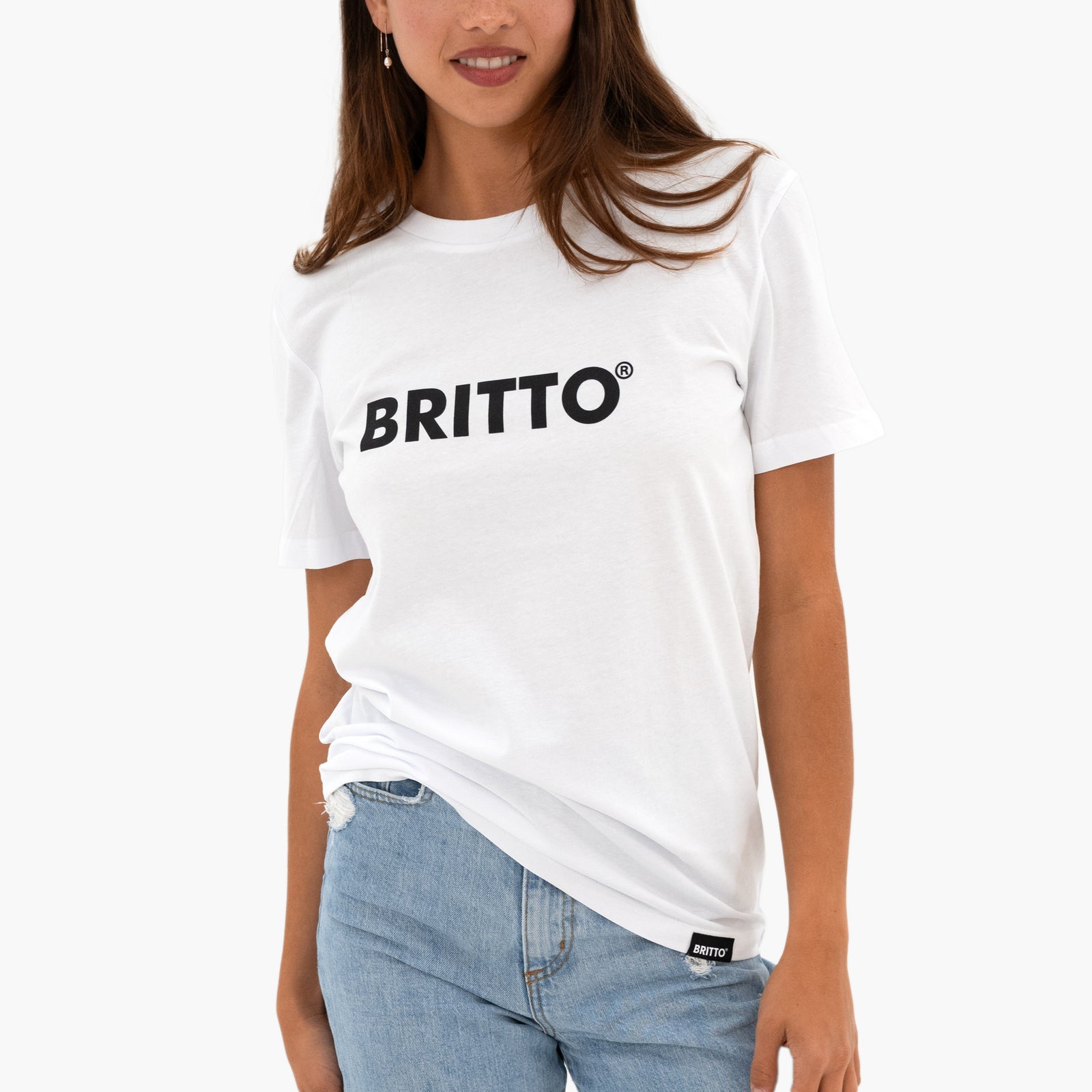 BRITTO® T Shirt - White with Black - (Women)