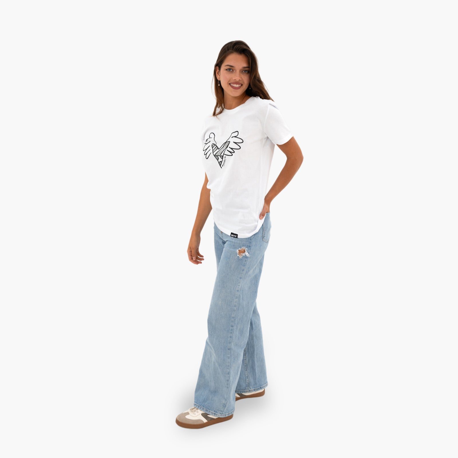 BRITTO® T Shirt - Big Heart with Wings White - (Women)