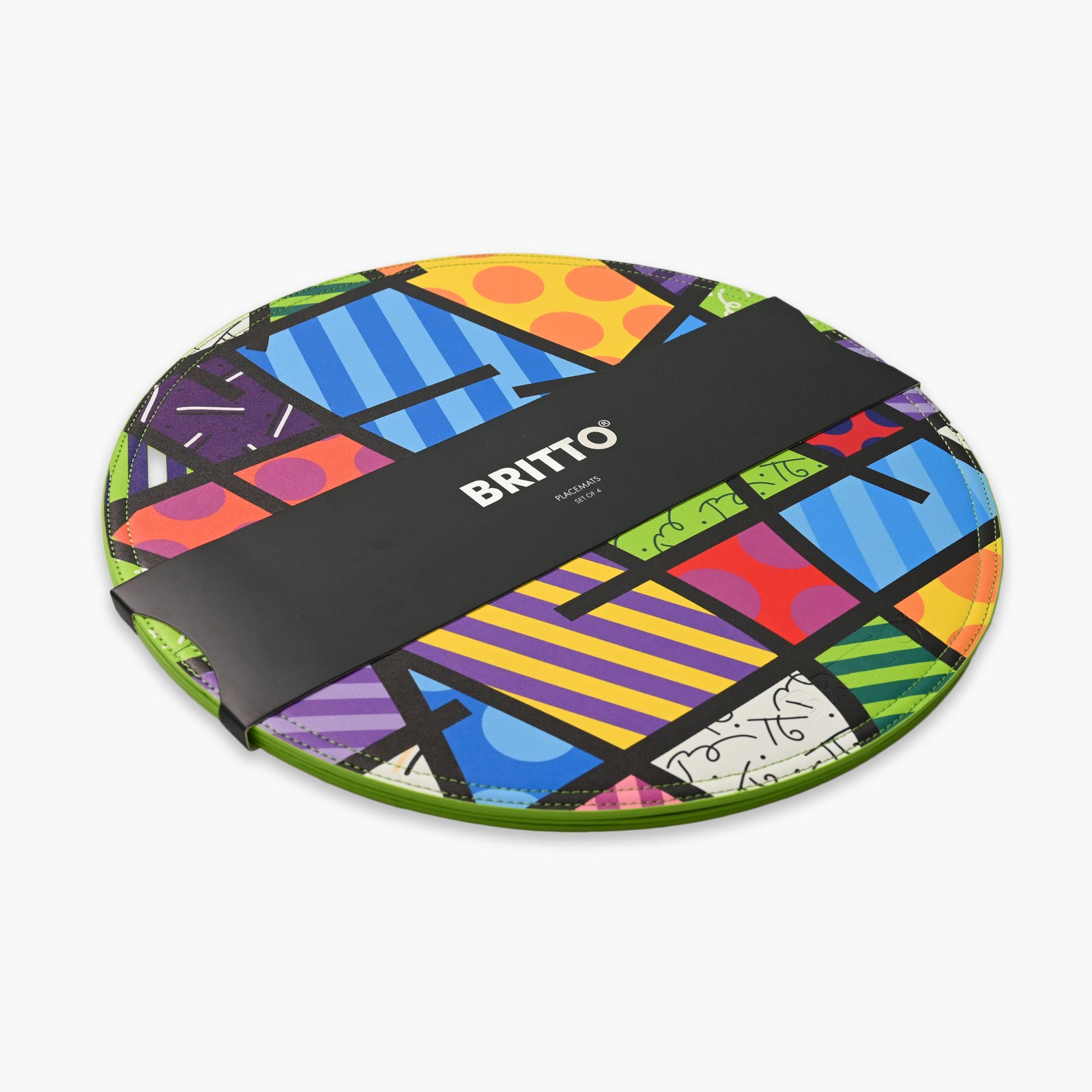 modern pop art lime green landscape britto placemats  vibrant home decor