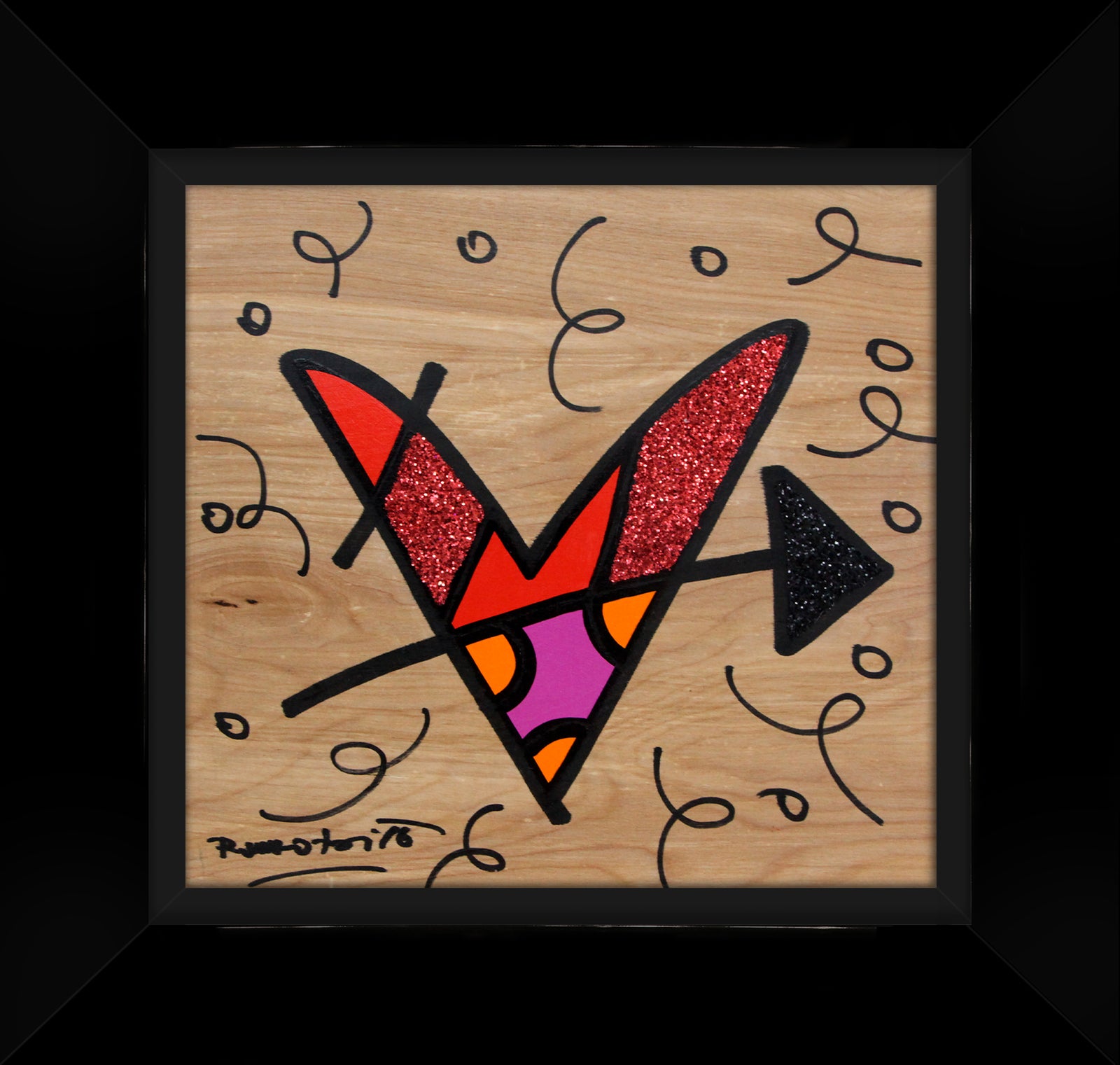 Romero Britto lovestruck original drawing  colorful pop art design