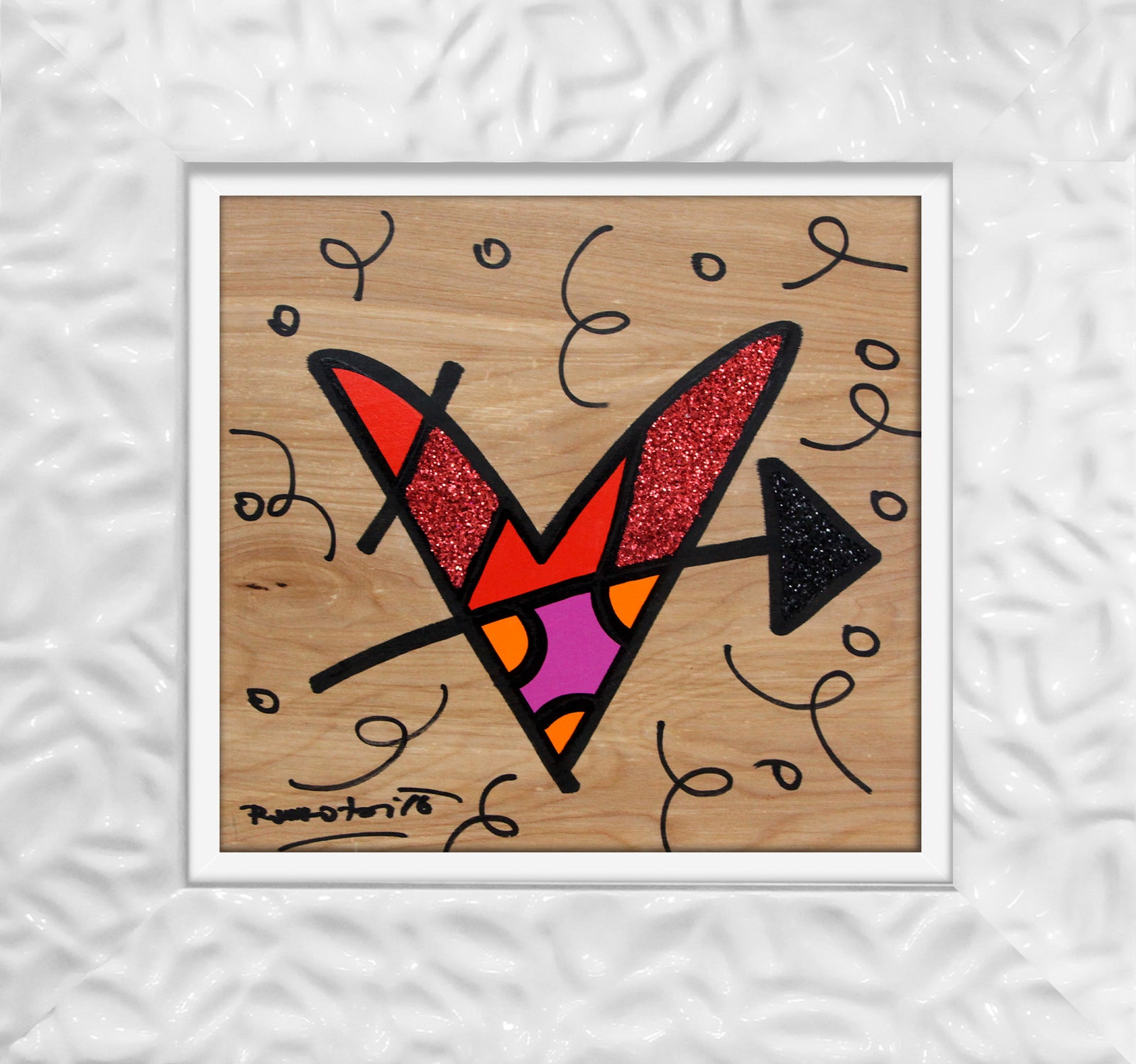 Romero Britto lovestruck original drawing  colorful pop art design