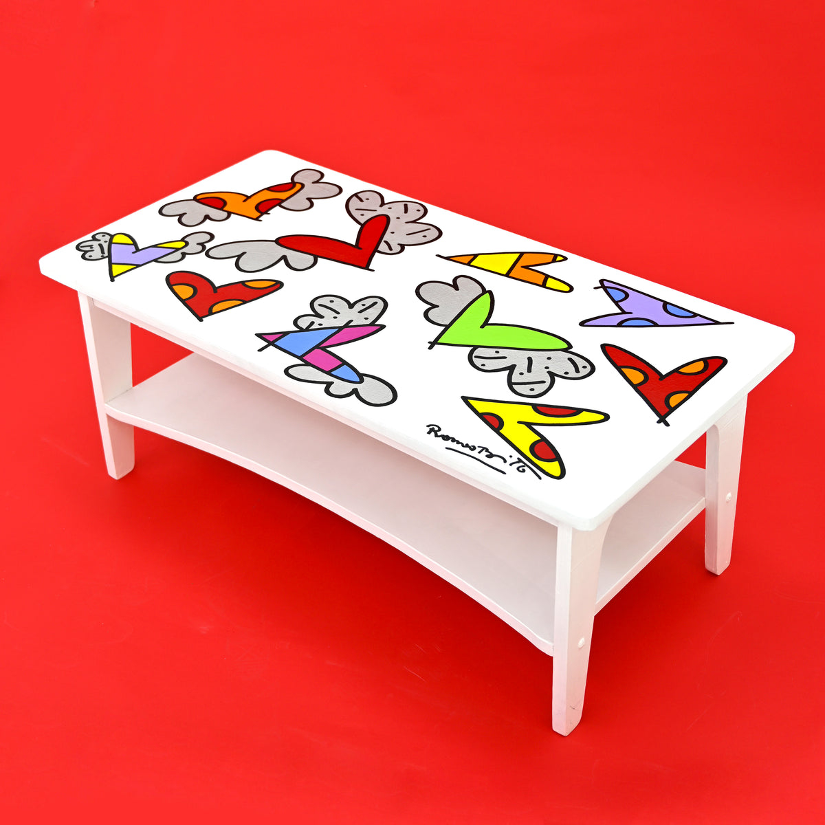 Flying Hearts Table - Original Object Art