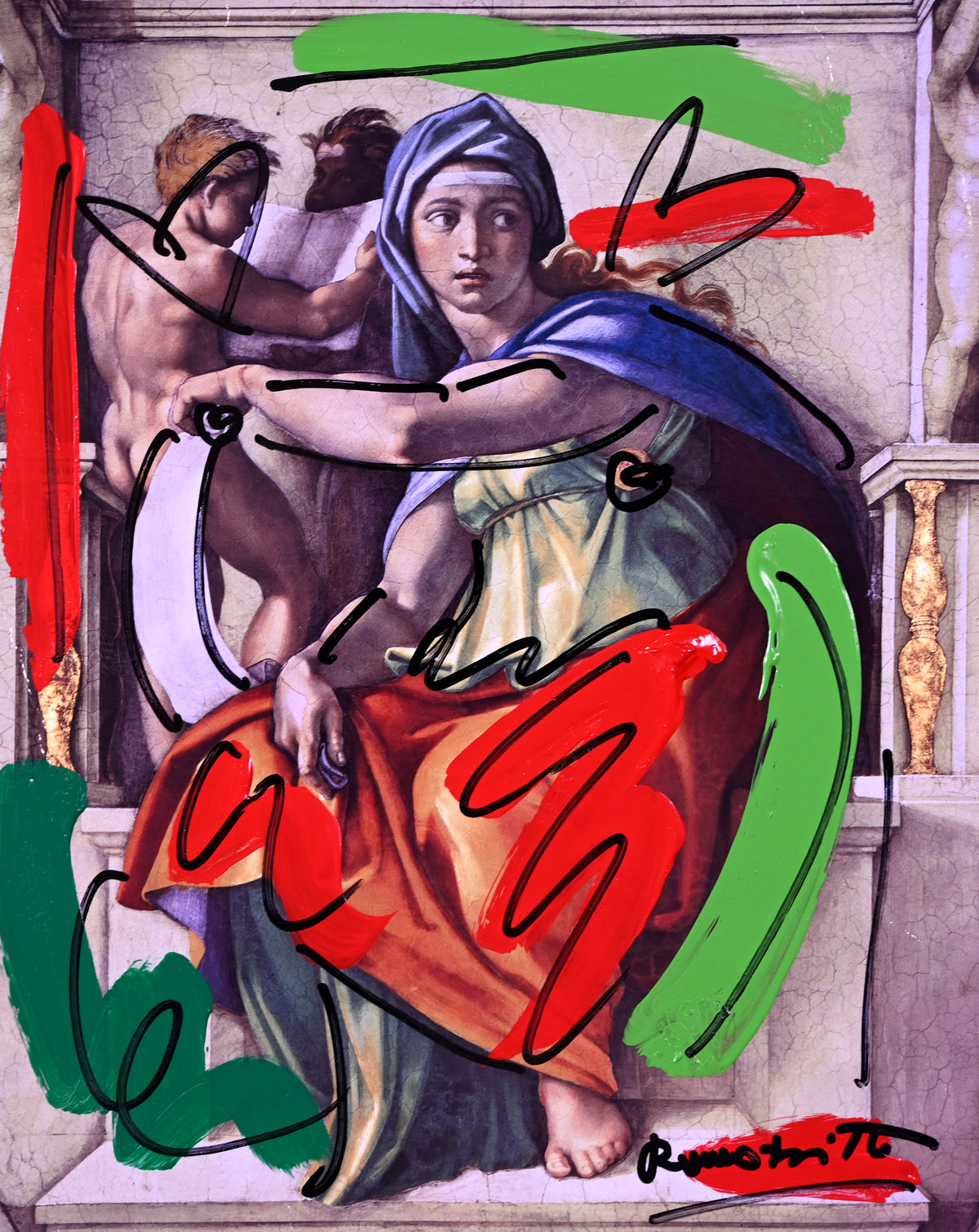 Romero Britto delphic sibyl mixed media original  colorful pop art design