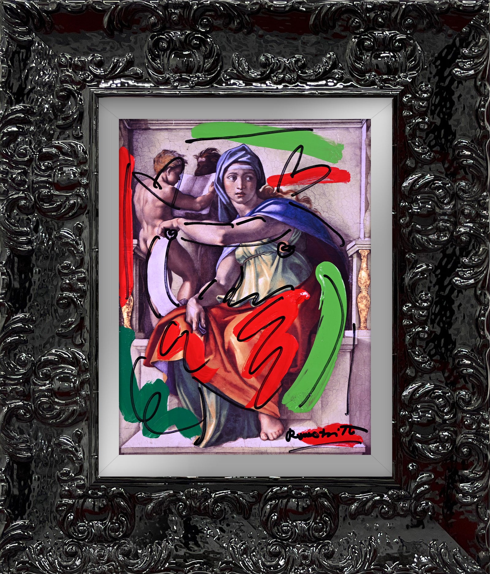 modern pop art delphic sibyl mixed media original  vibrant home decor
