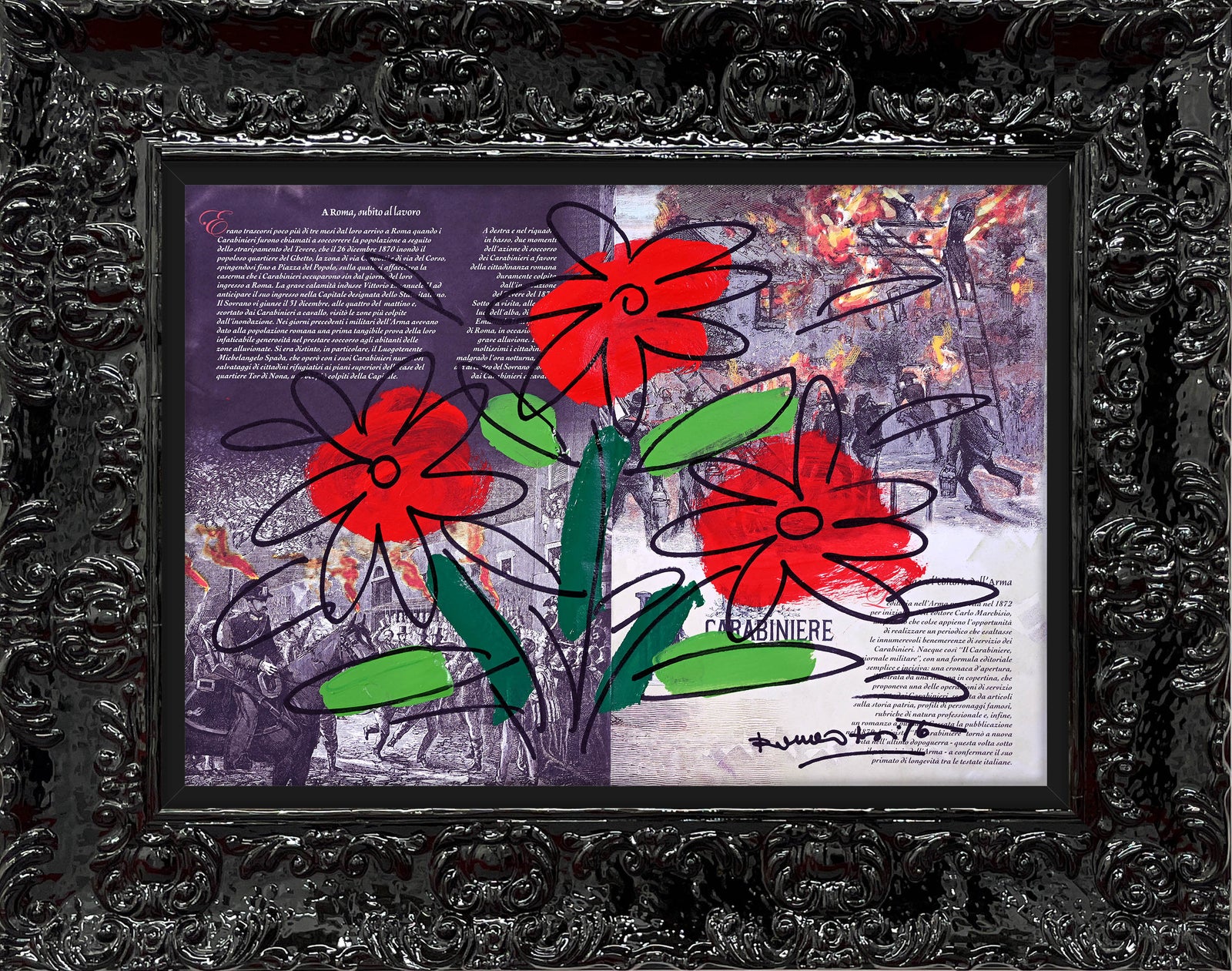 modern pop art thomas flower original drawing  vibrant home decor