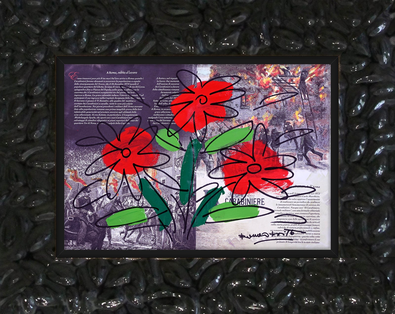 thomas flower original drawing  artistic colorful design collectible