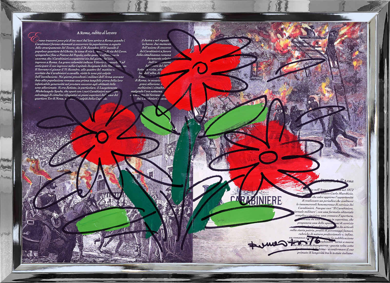 Romero Britto thomas flower original drawing  colorful pop art design