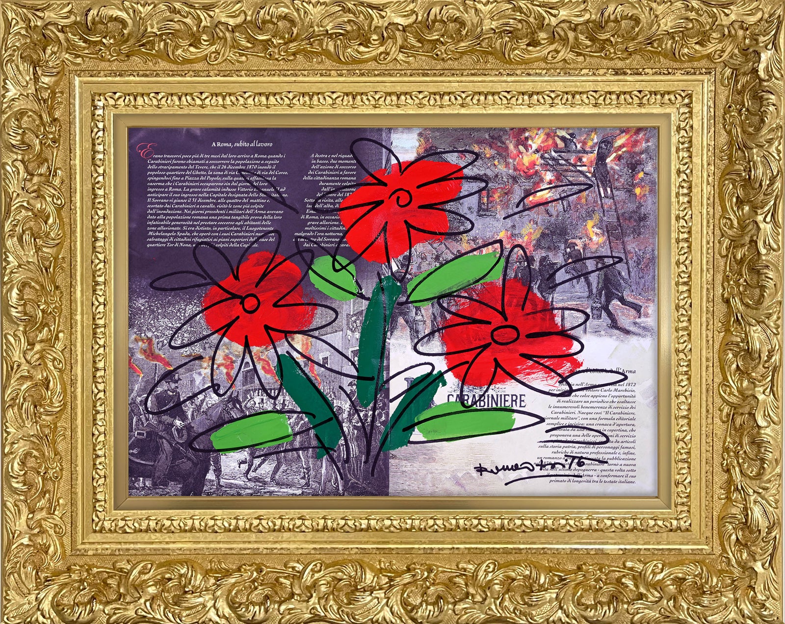 thomas flower original drawing  colorful decorative collectible gift idea