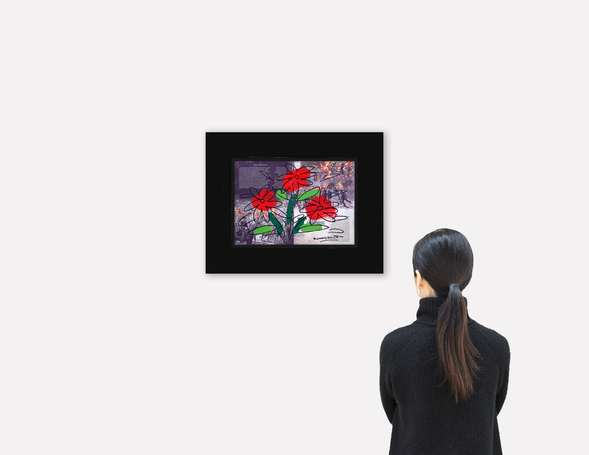 modern pop art thomas flower original drawing  vibrant home decor