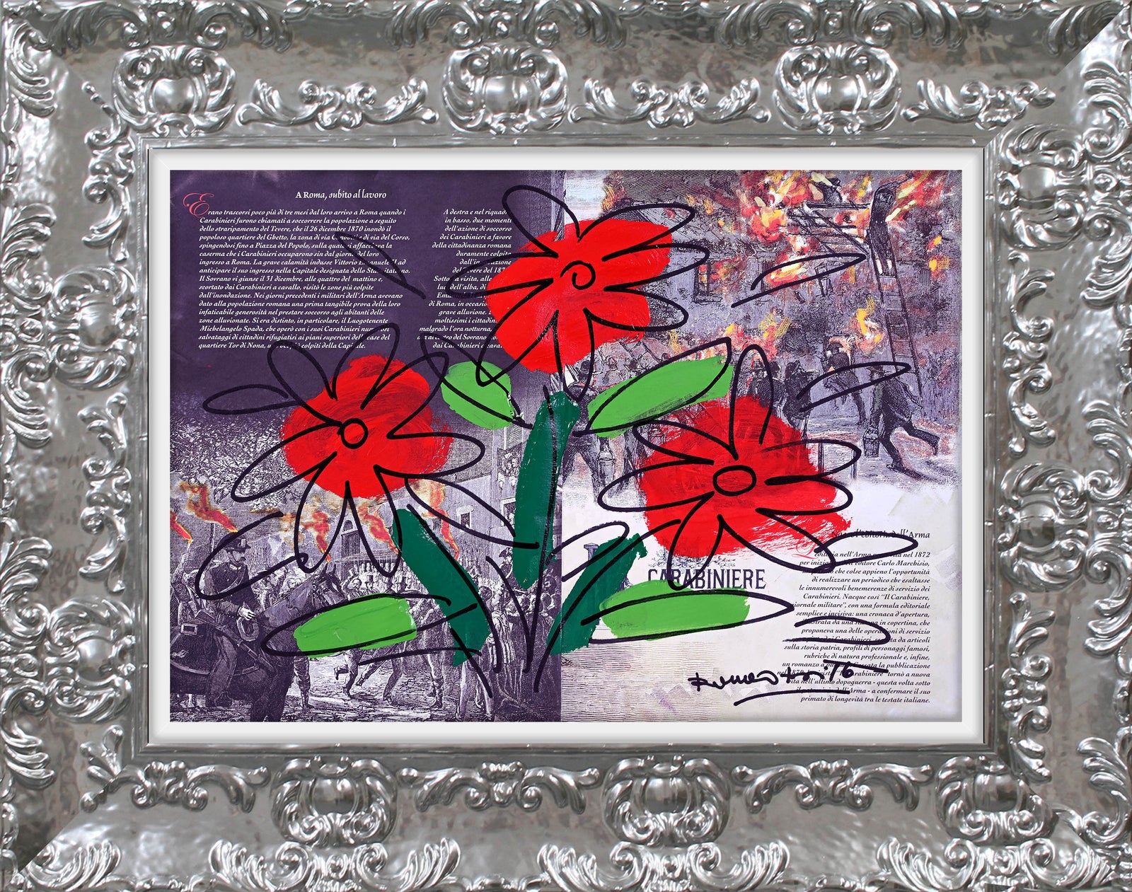 modern pop art thomas flower original drawing  vibrant home decor