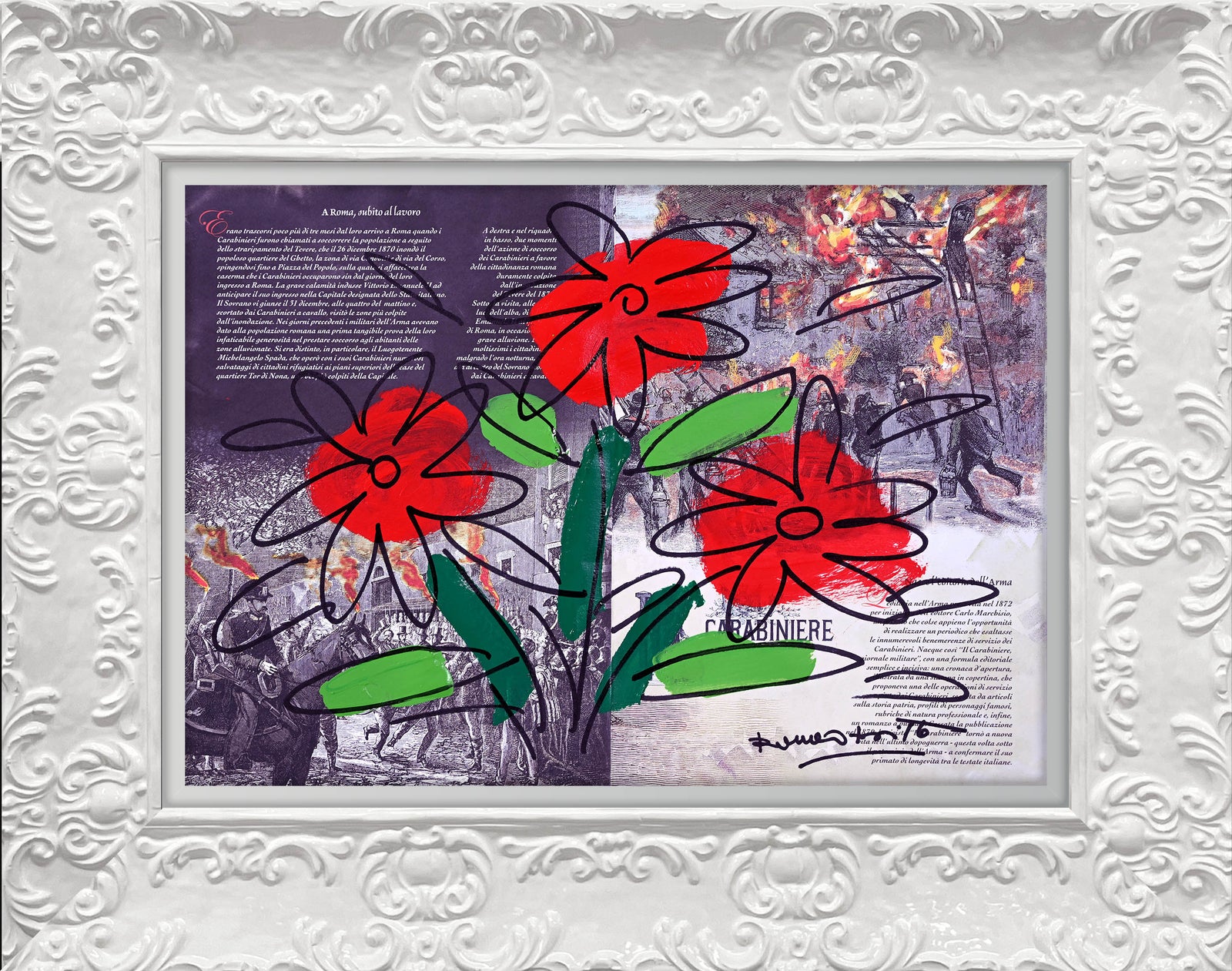 Romero Britto thomas flower original drawing  colorful pop art design