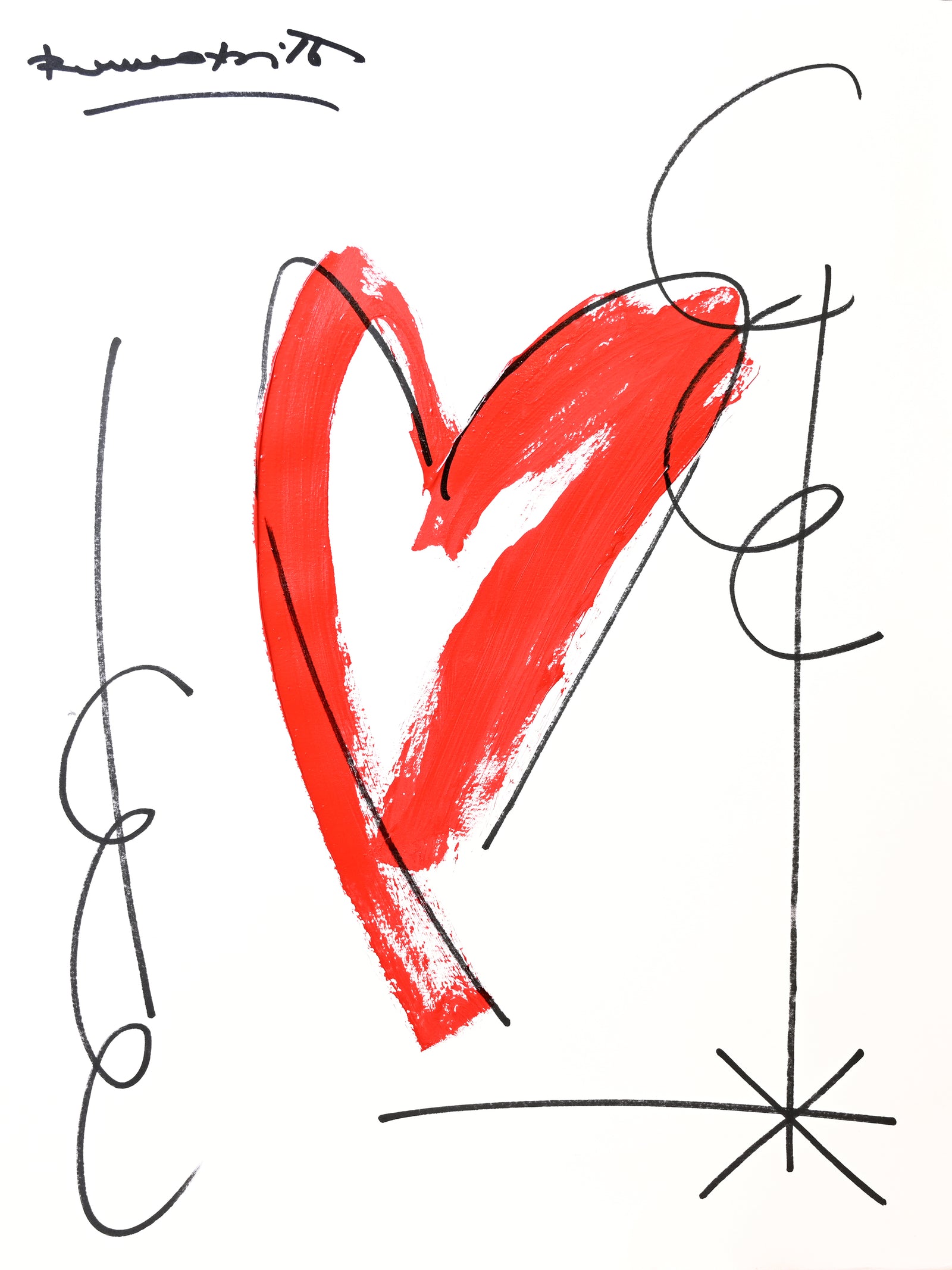 Romero Britto thomas heartbeat collection original drawing  colorful pop art design