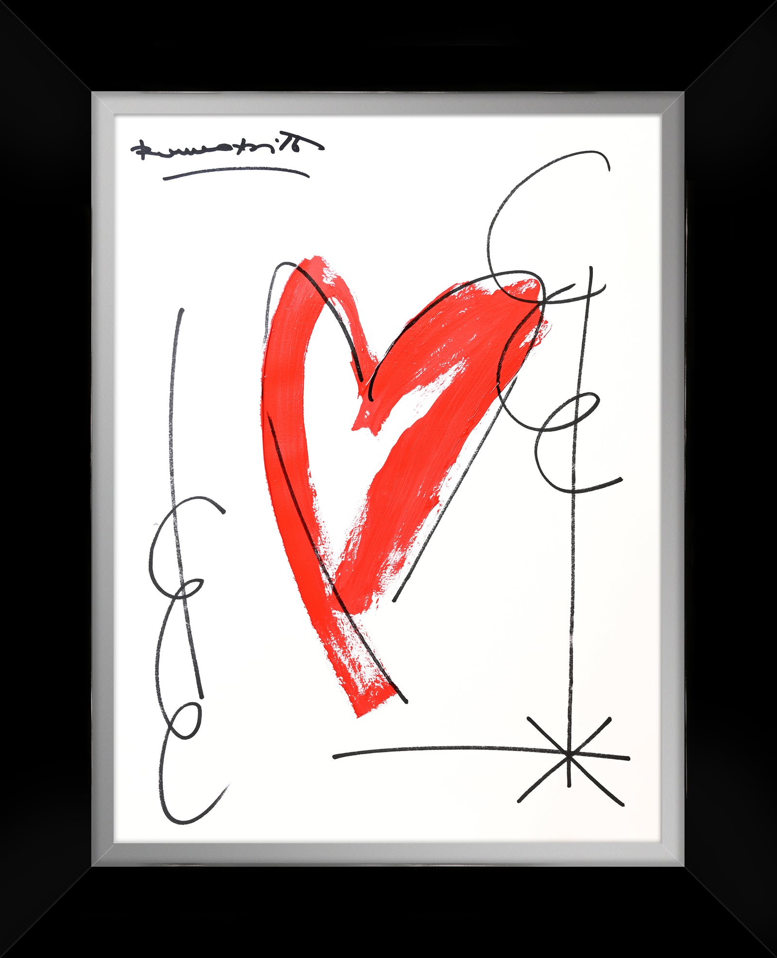 Romero Britto thomas heartbeat collection original drawing  contemporary pop art piece