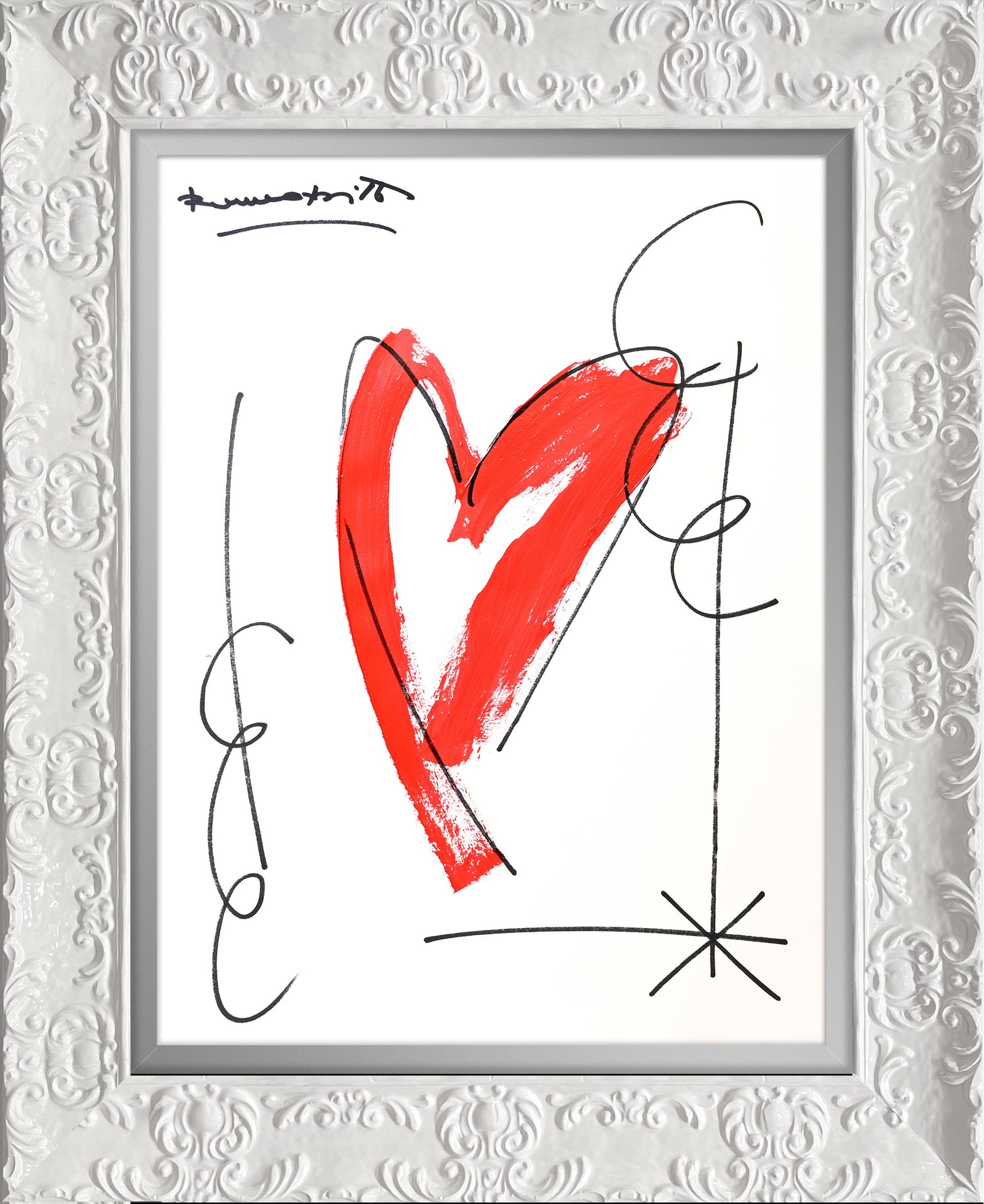 Romero Britto thomas heartbeat collection original drawing  contemporary pop art piece