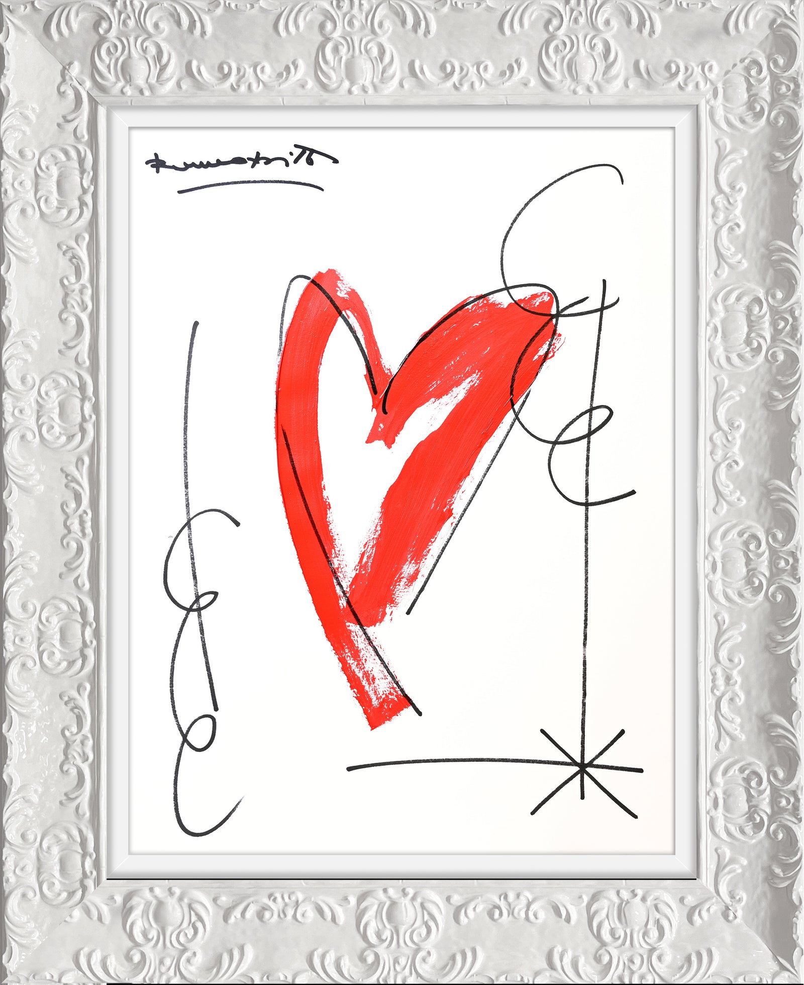 Romero Britto thomas heartbeat collection original drawing  colorful pop art design