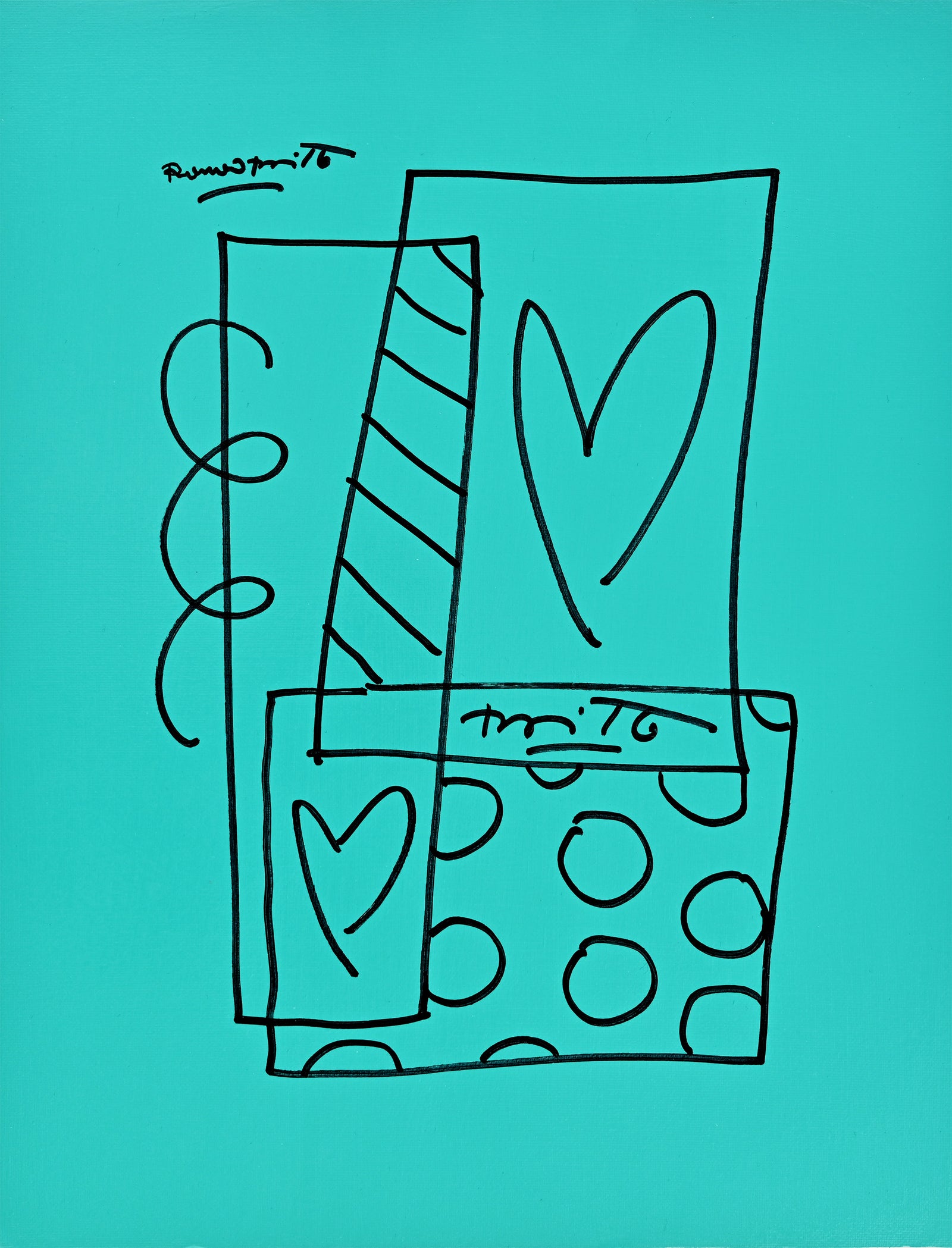 Romero Britto britto abstract original drawing  colorful pop art design