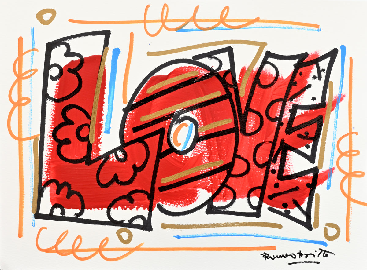 Romero Britto love original drawing  colorful pop art design