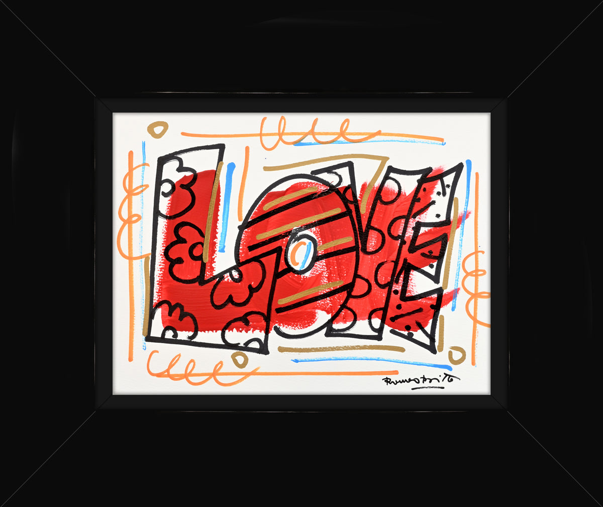 Romero Britto love original drawing  colorful pop art design