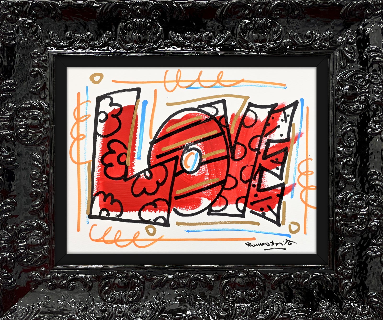 modern pop art love original drawing  vibrant home decor