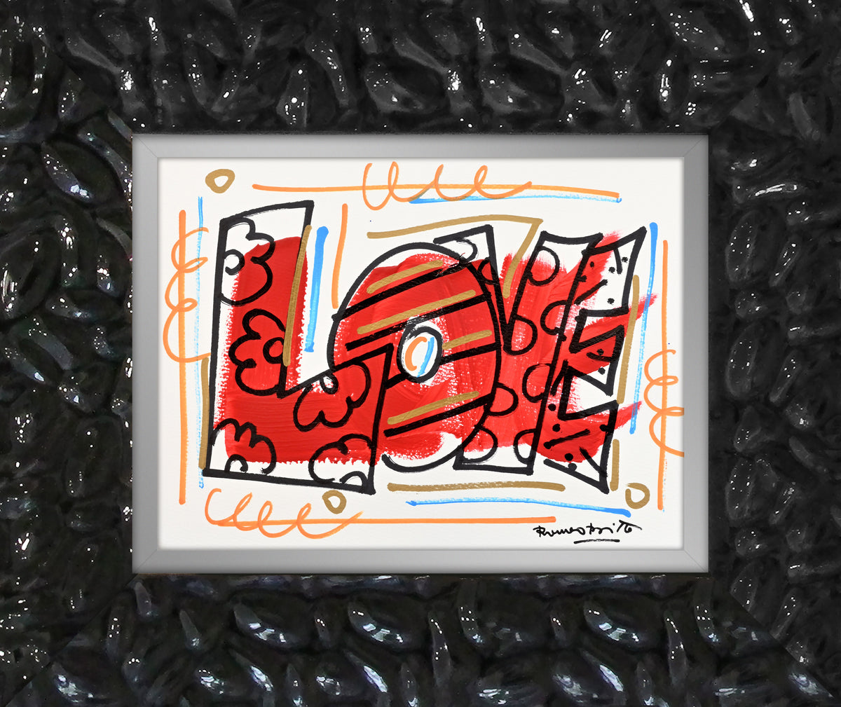 Romero Britto love original drawing  colorful pop art design
