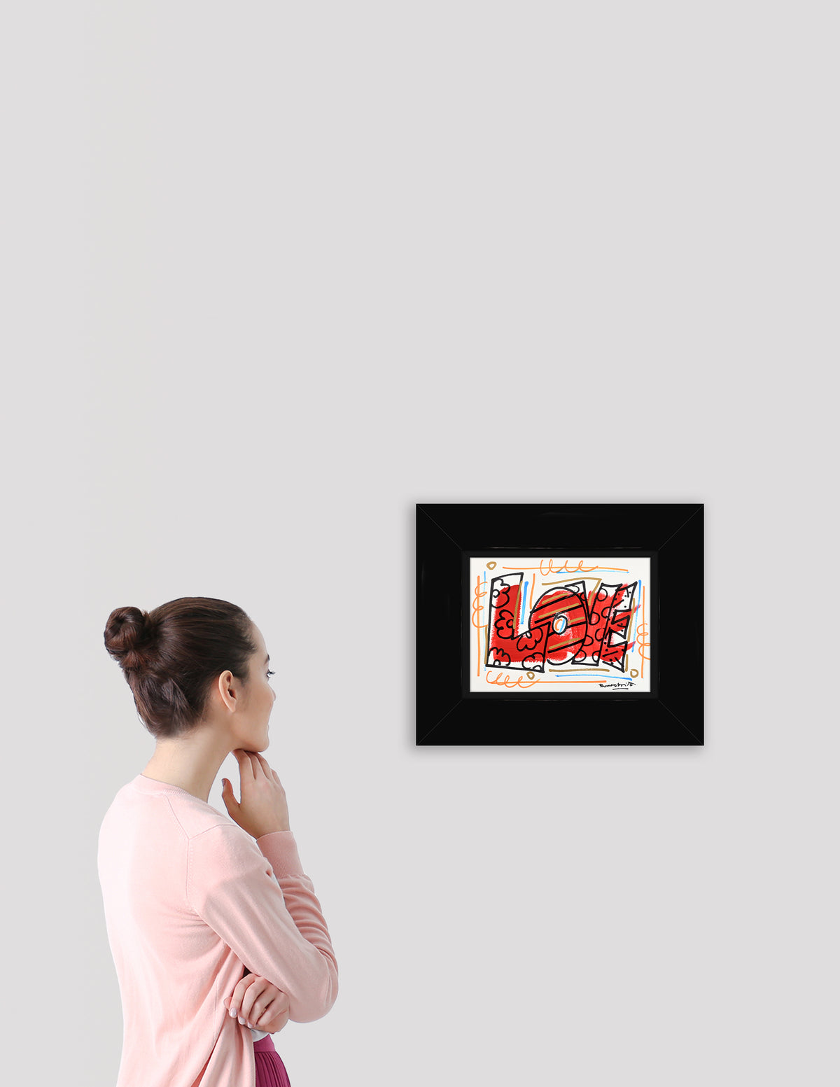 modern pop art love original drawing  vibrant home decor