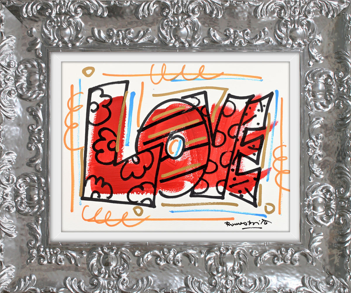 Romero Britto love original drawing  contemporary pop art piece