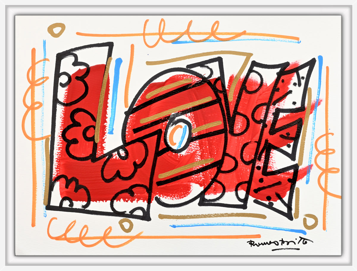 Romero Britto love original drawing  colorful pop art design