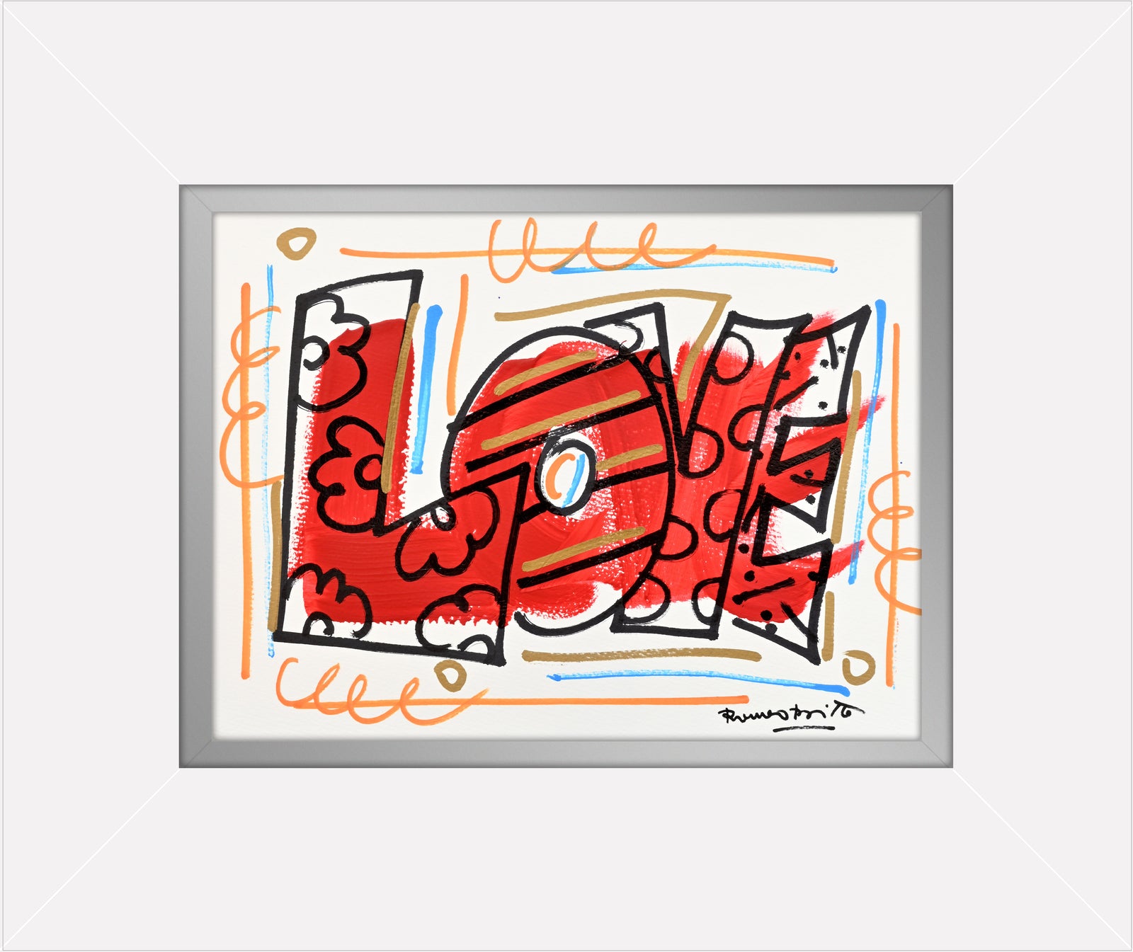 Romero Britto love original drawing  colorful pop art design