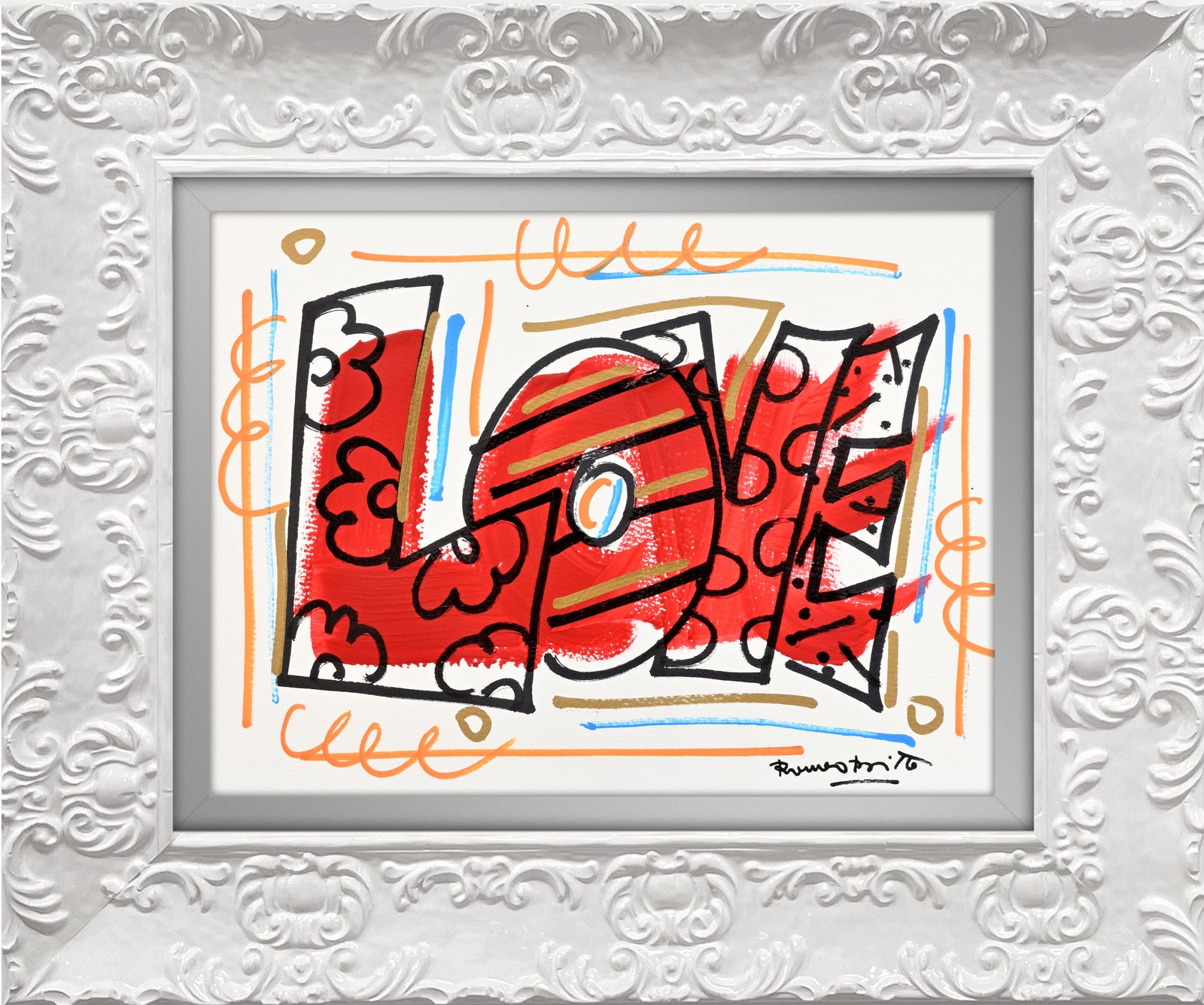 modern pop art love original drawing  vibrant home decor