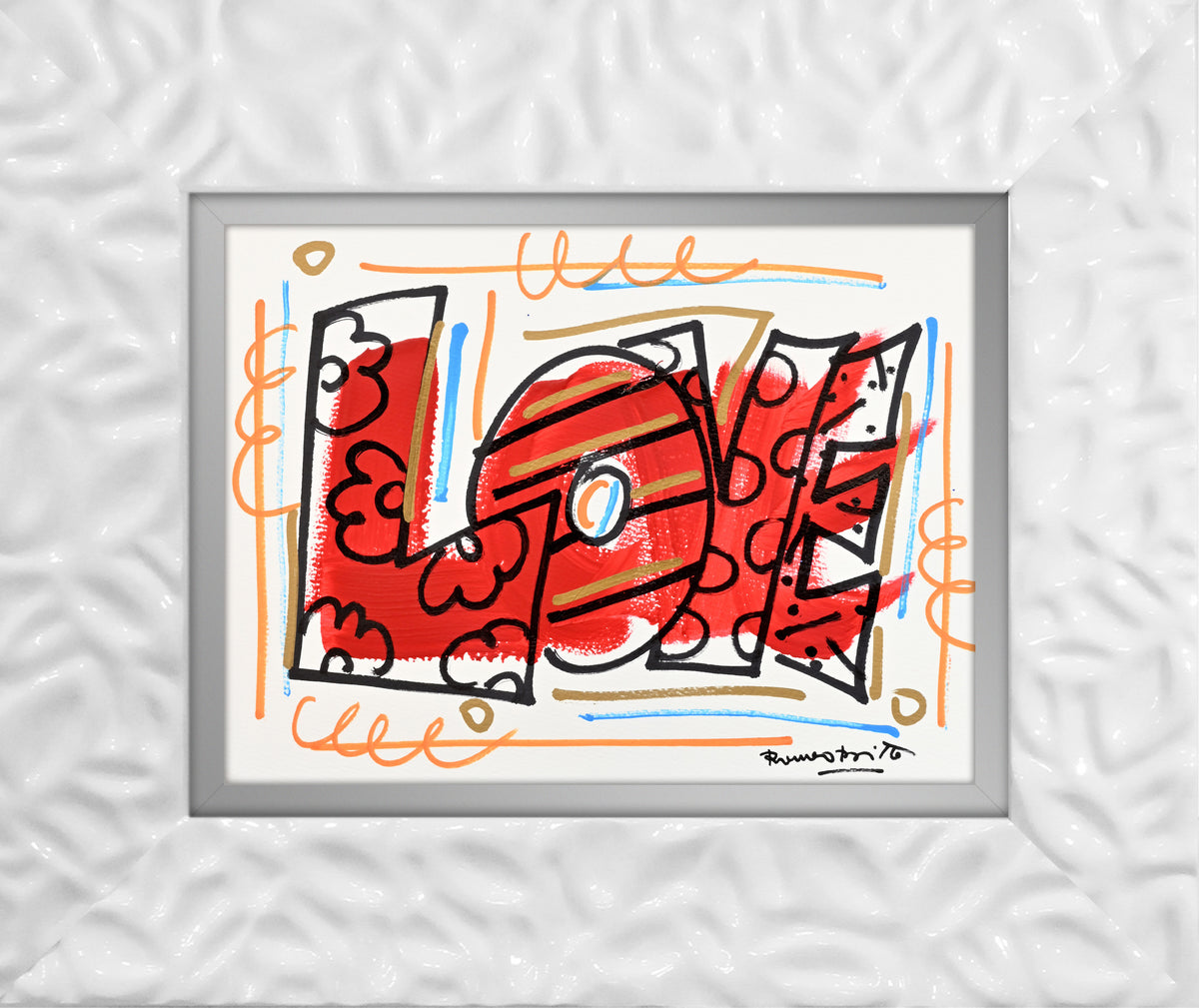 Romero Britto love original drawing  contemporary pop art piece