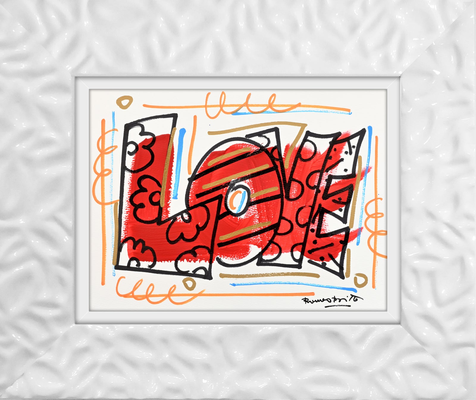 Romero Britto love original drawing  colorful pop art design