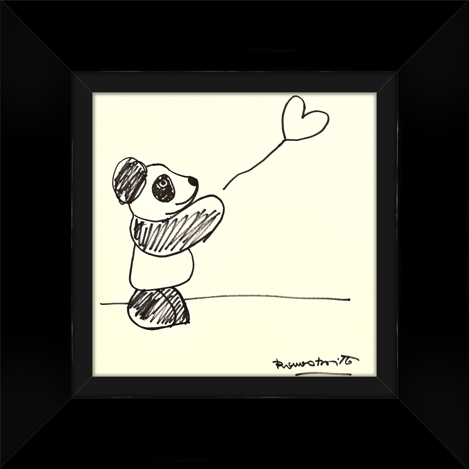Romero Britto panda bear original drawing  colorful pop art design
