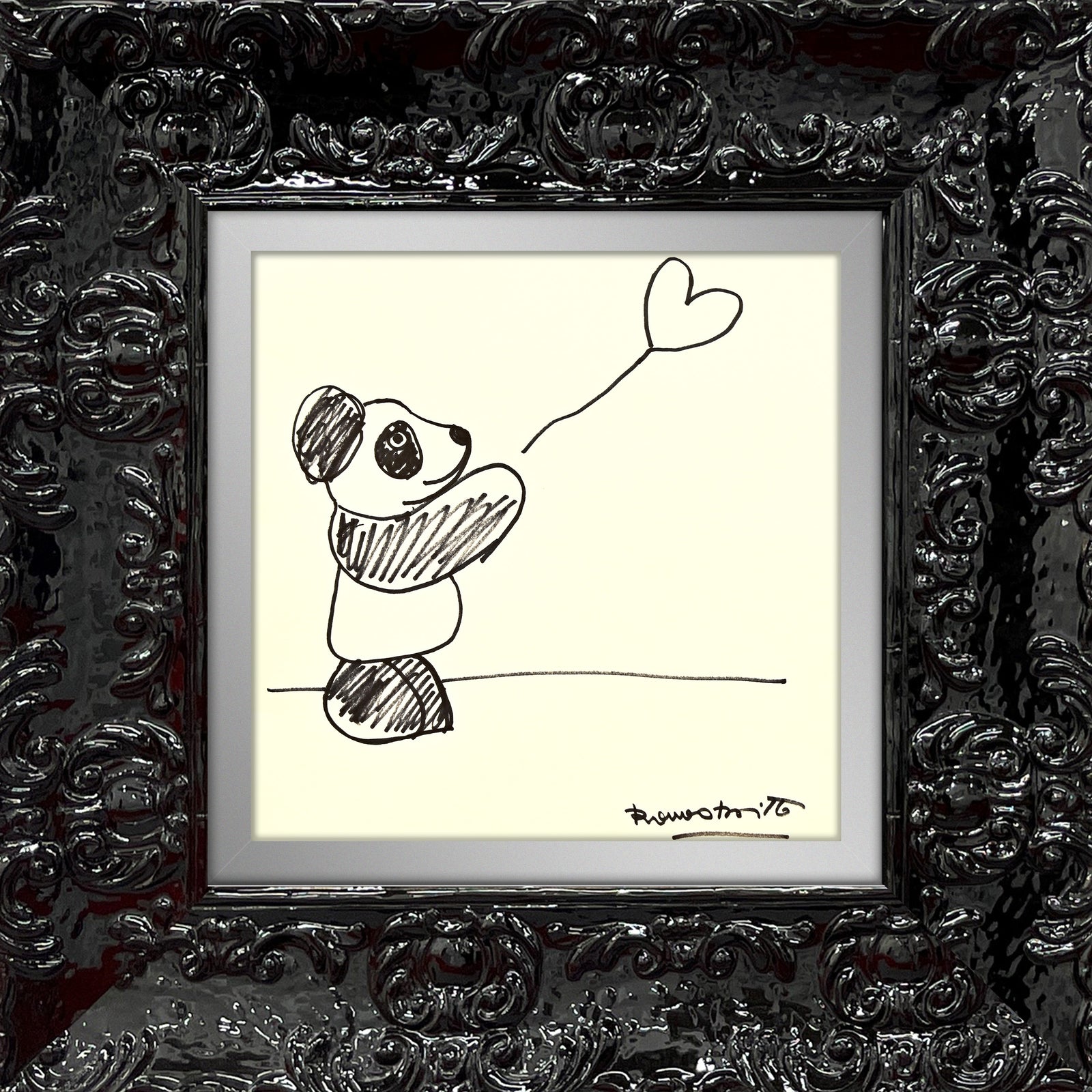 panda bear original drawing  artistic colorful design collectible