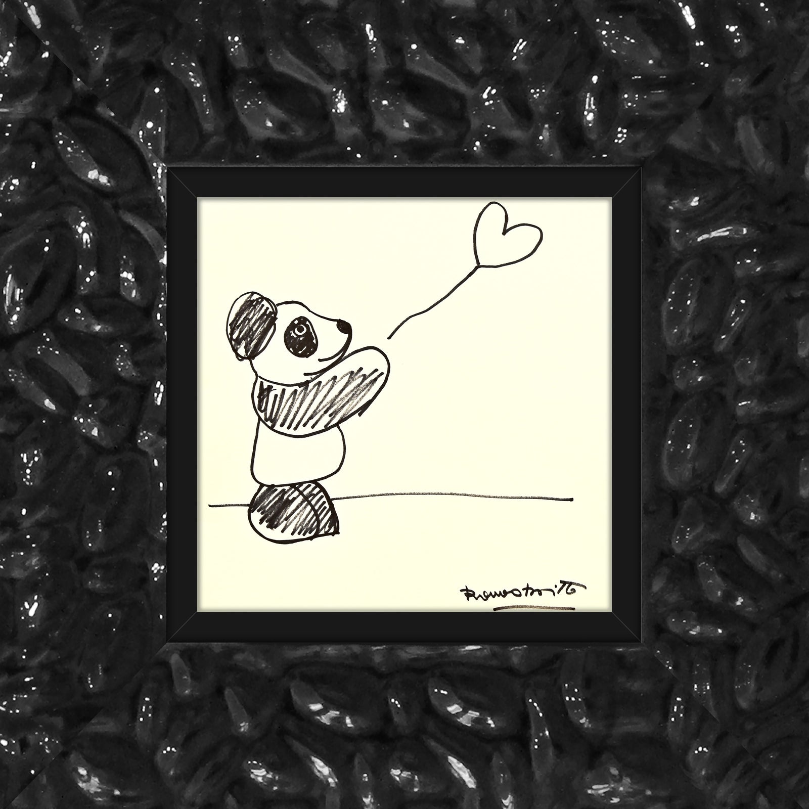 Romero Britto panda bear original drawing  colorful pop art design