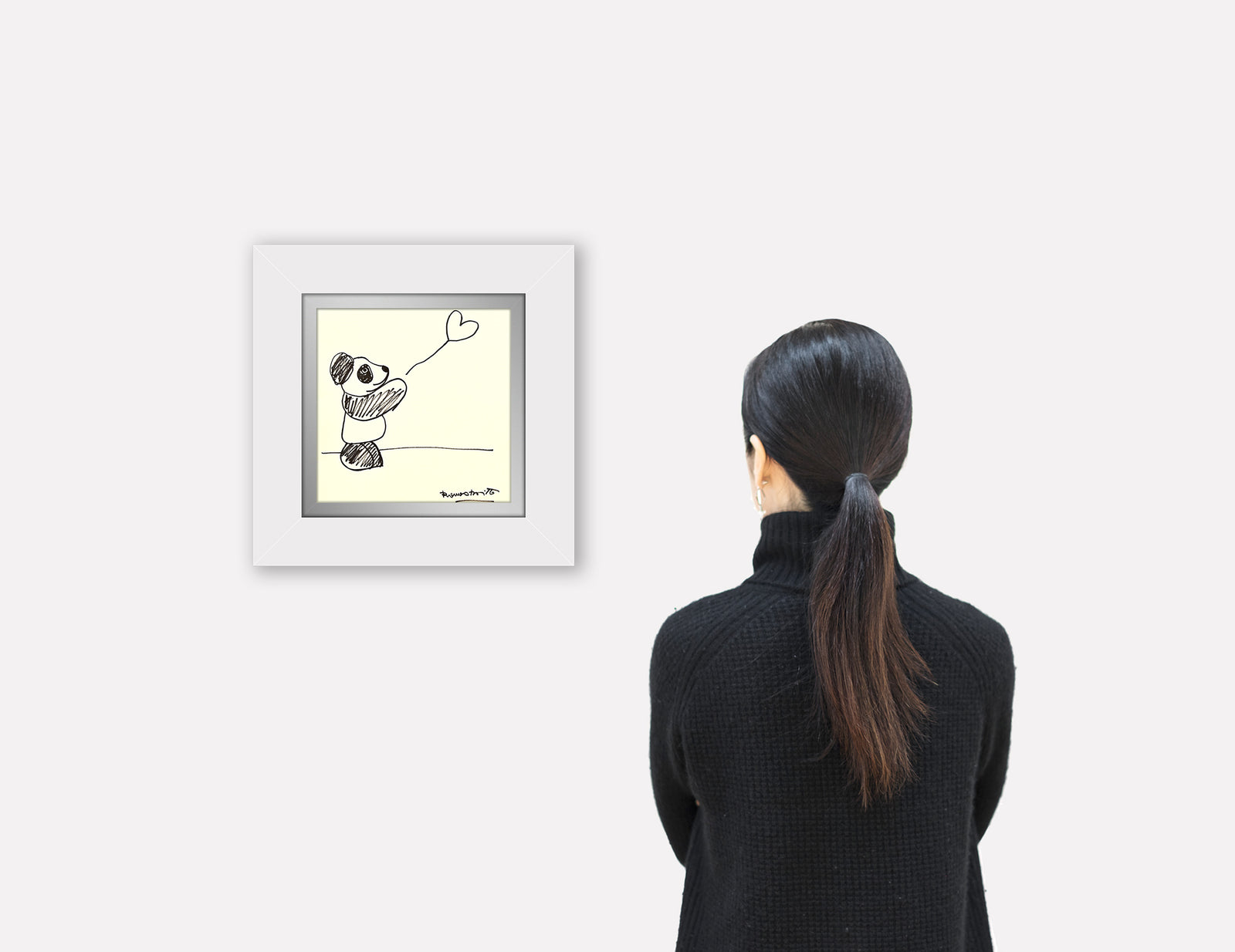 panda bear original drawing  artistic colorful design collectible