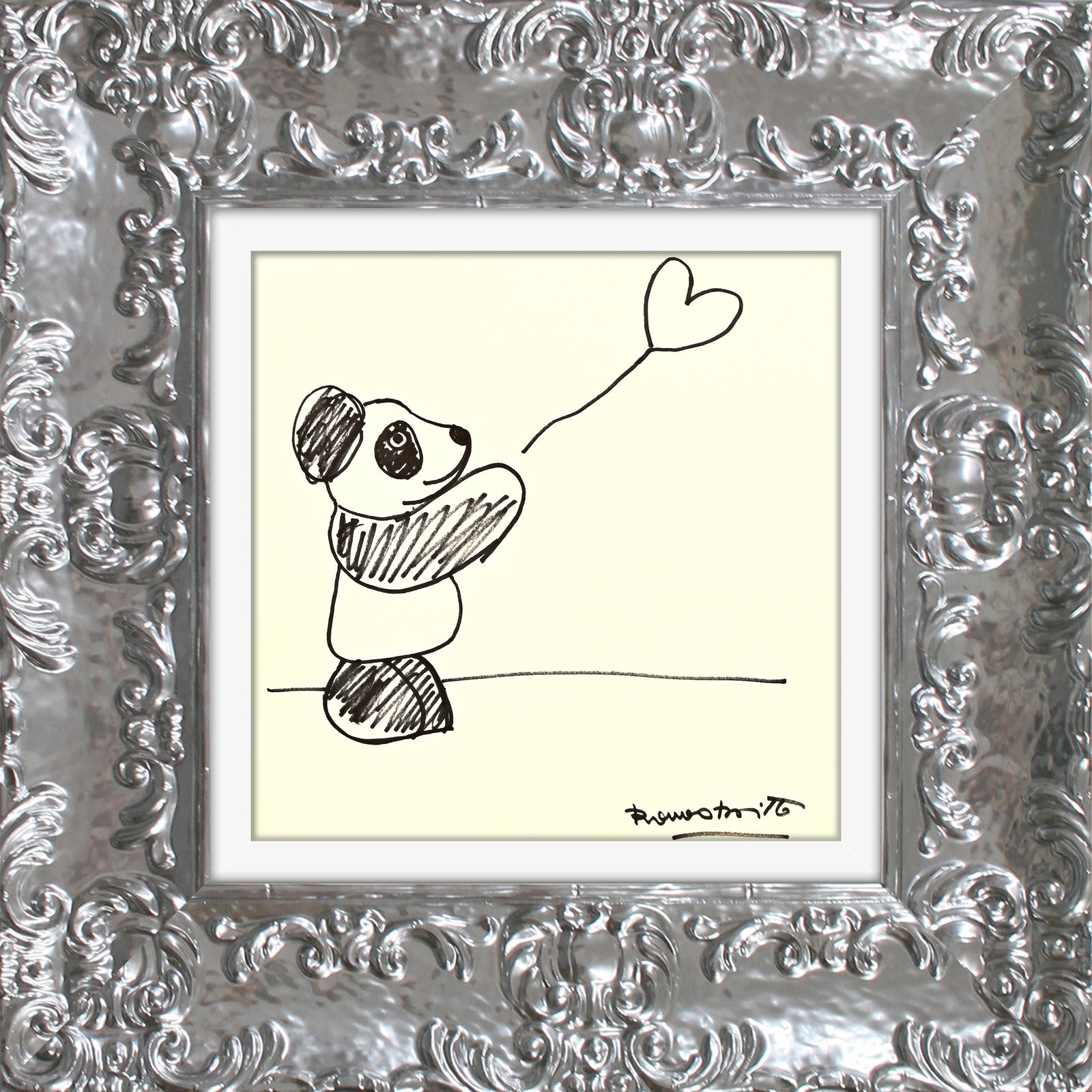 Romero Britto panda bear original drawing  colorful pop art design