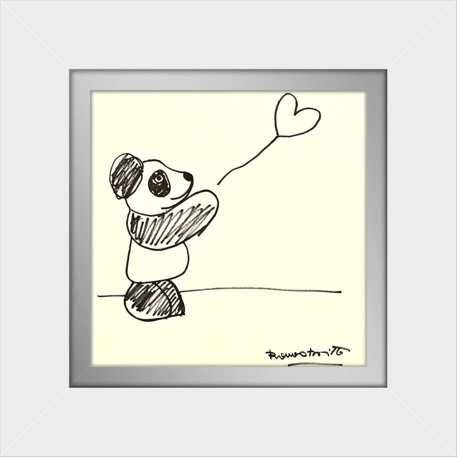 panda bear original drawing  colorful decorative collectible gift idea