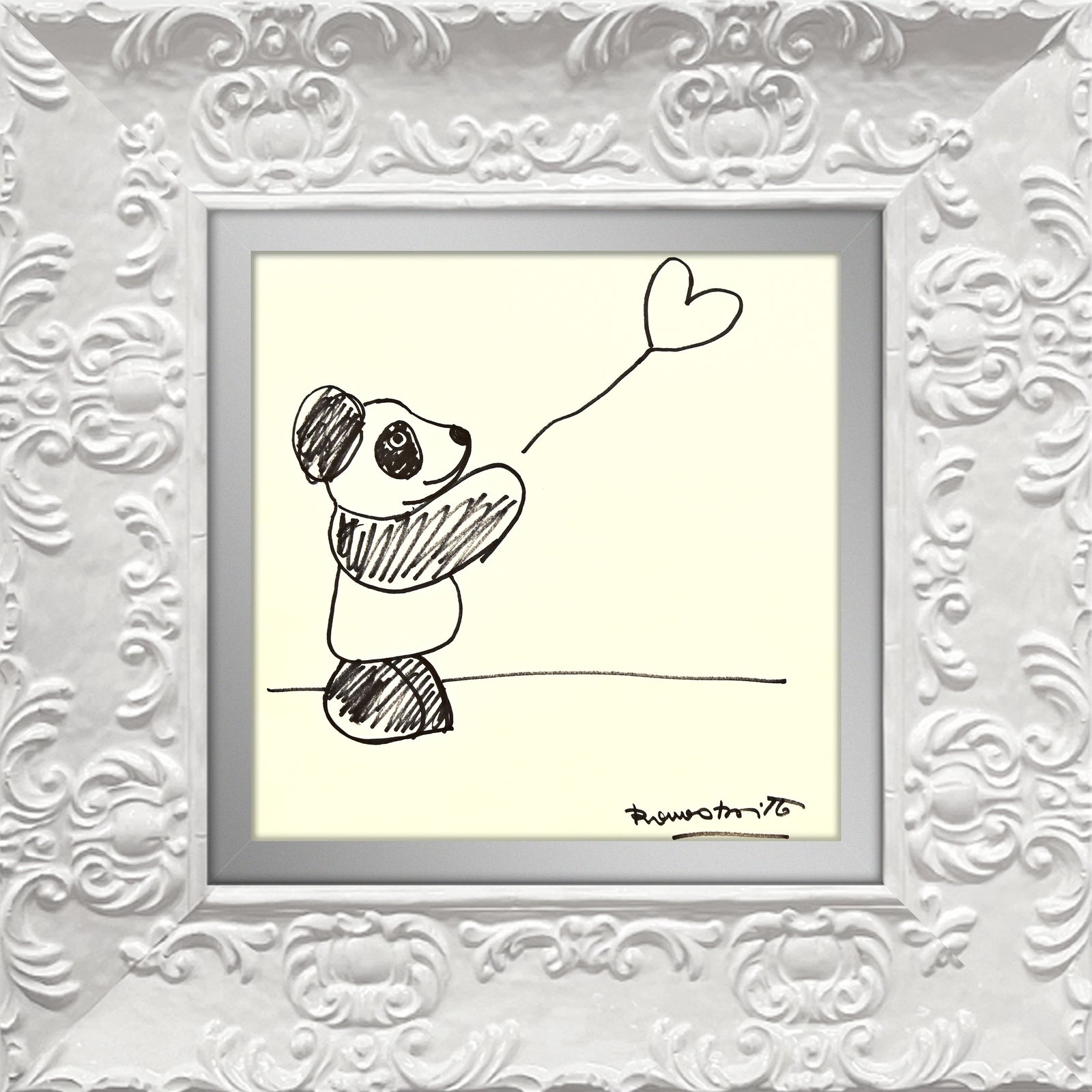 Romero Britto panda bear original drawing  colorful pop art design
