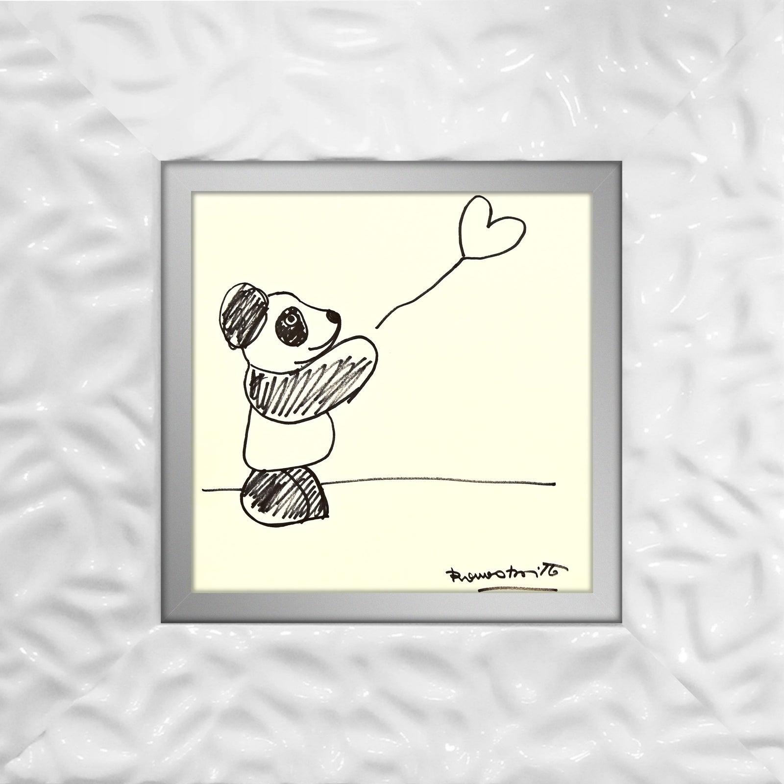 panda bear original drawing  colorful decorative collectible gift idea