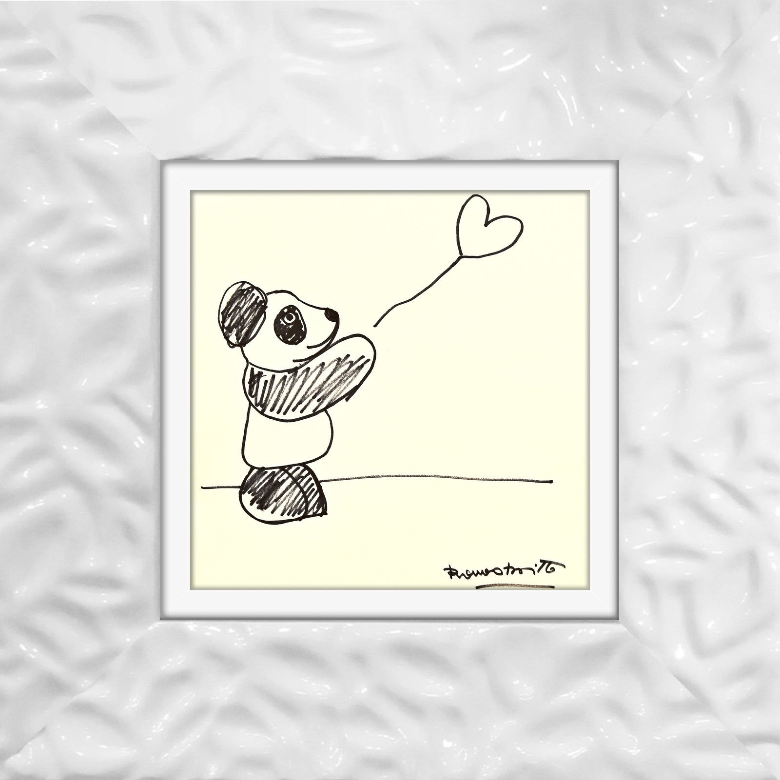 modern pop art panda bear original drawing  vibrant home decor