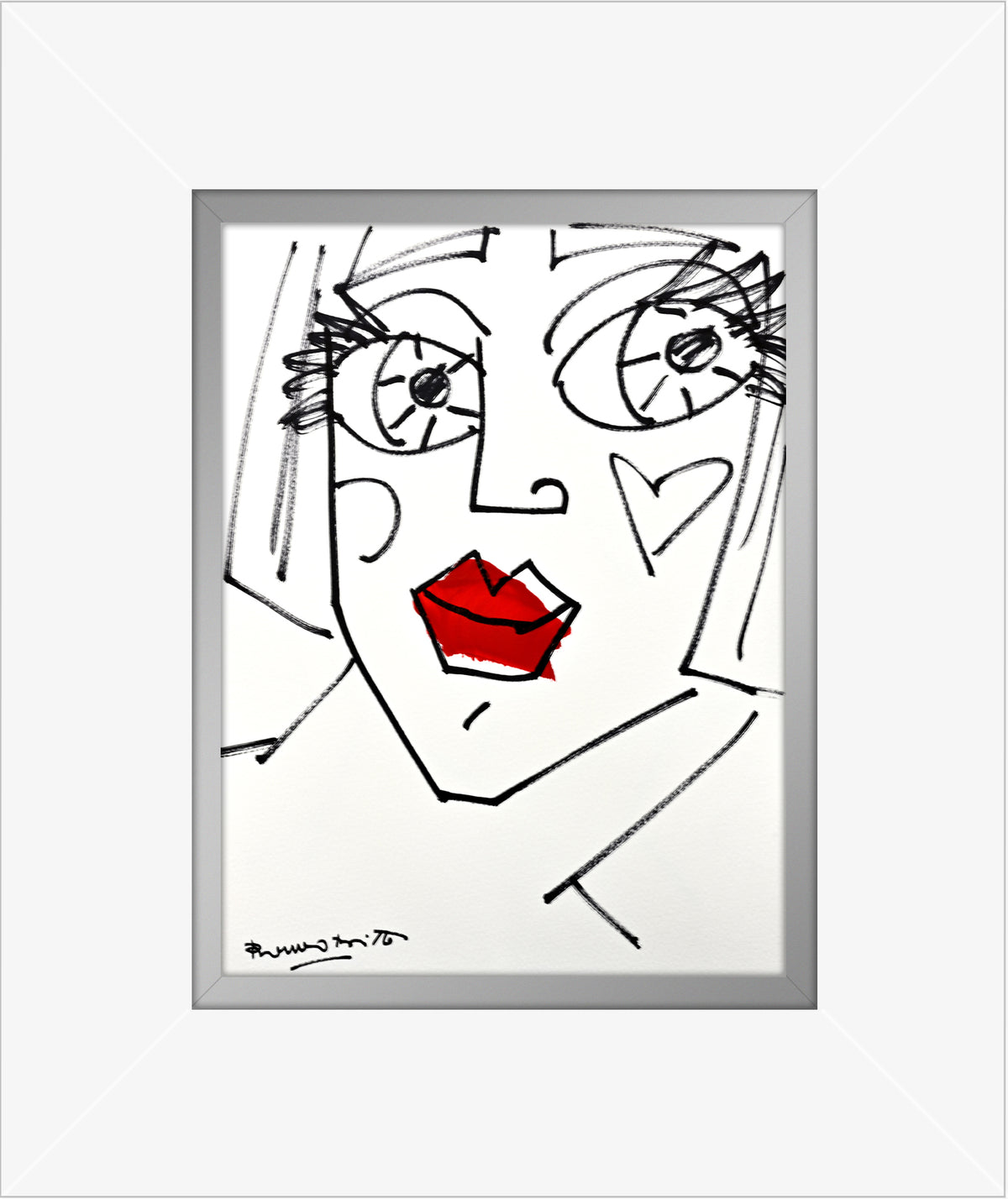 red lips original drawing  colorful decorative collectible gift idea