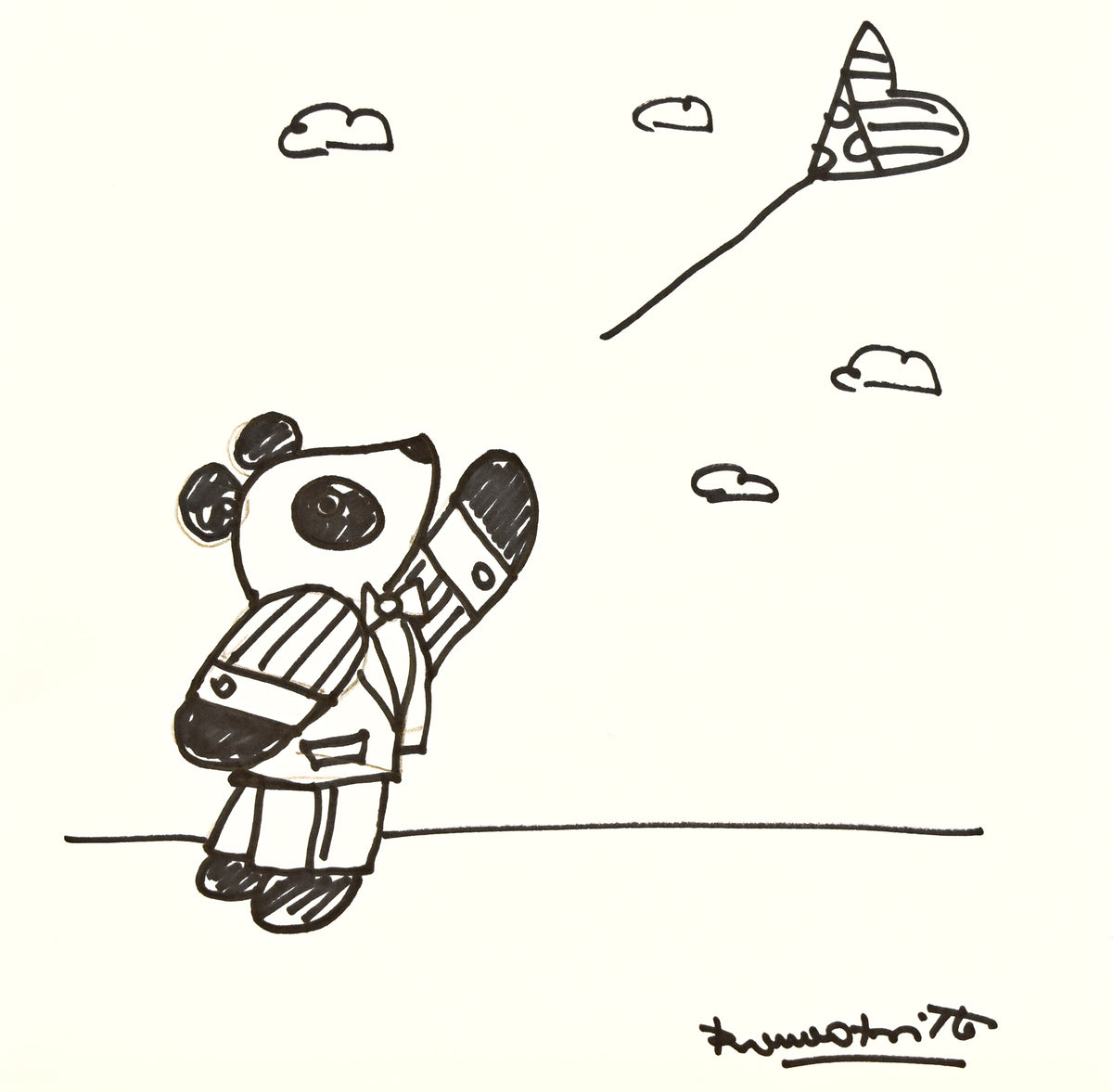 Romero Britto panda original drawing  colorful pop art design