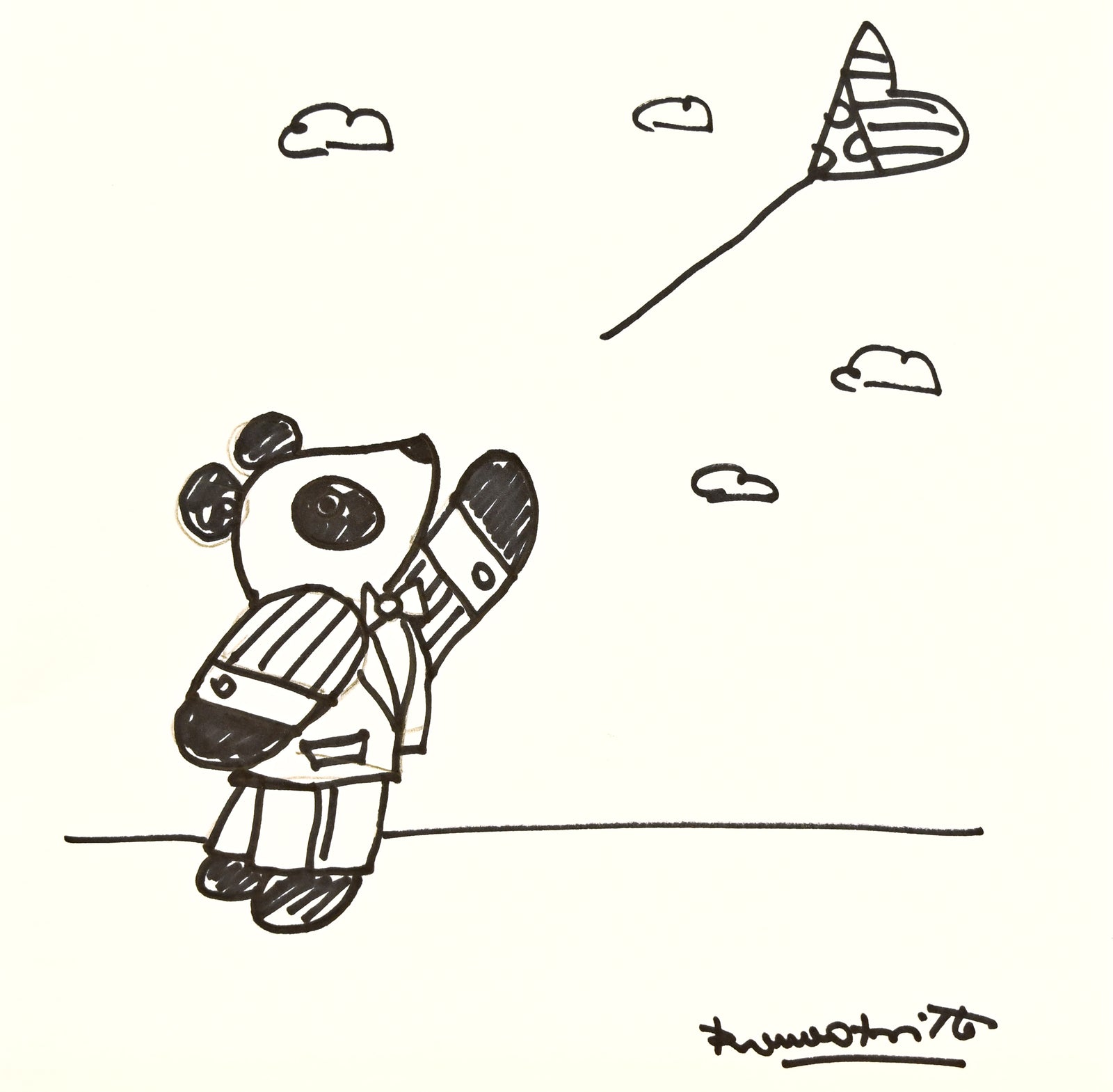 Romero Britto panda original drawing  colorful pop art design